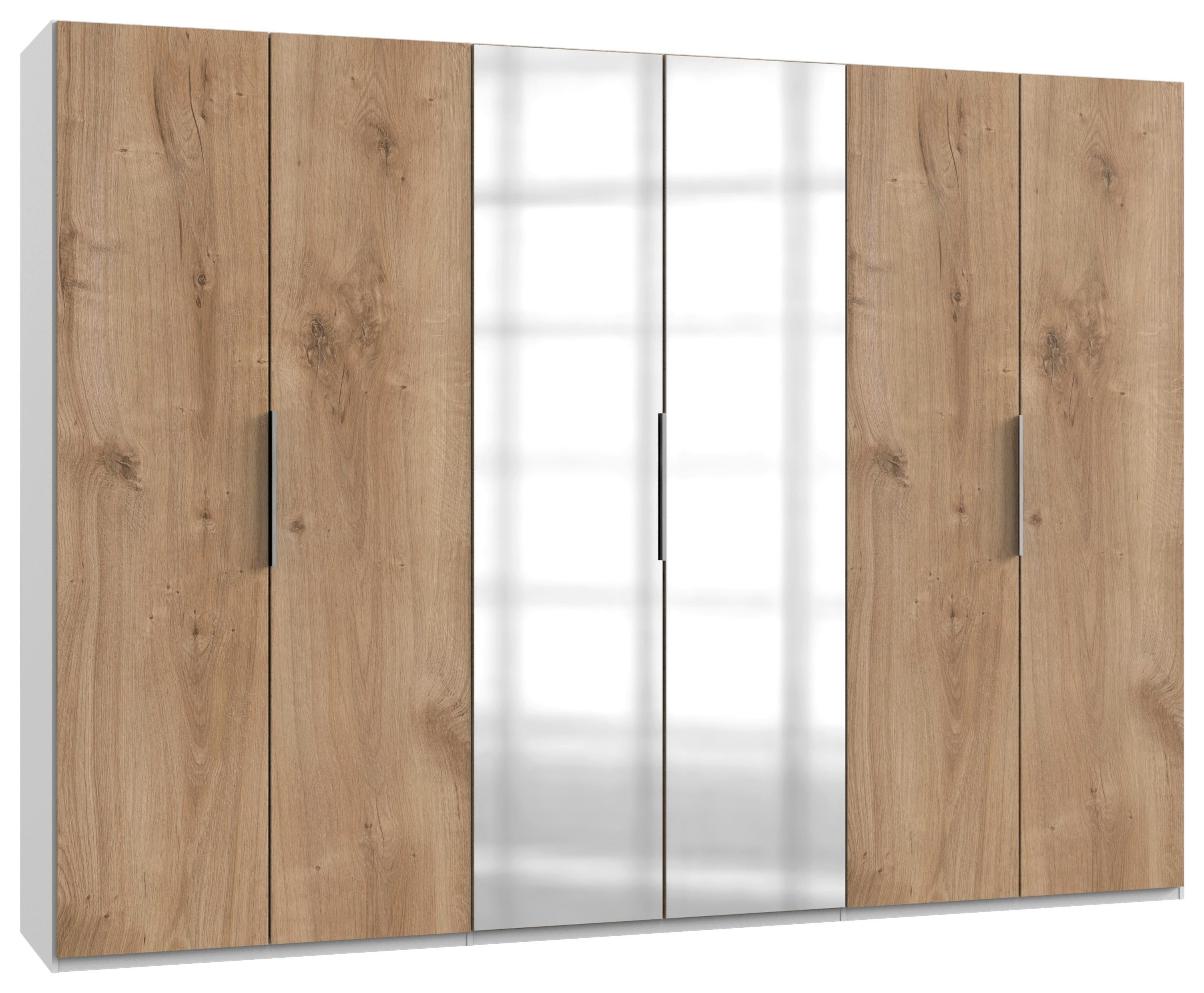 wohnli-moebel-suche-001787077864 Wohnli Möbelsuche - Drehtürenschrank Level 36A mit Spiegel ca. 300 cm Eiche/Weiß