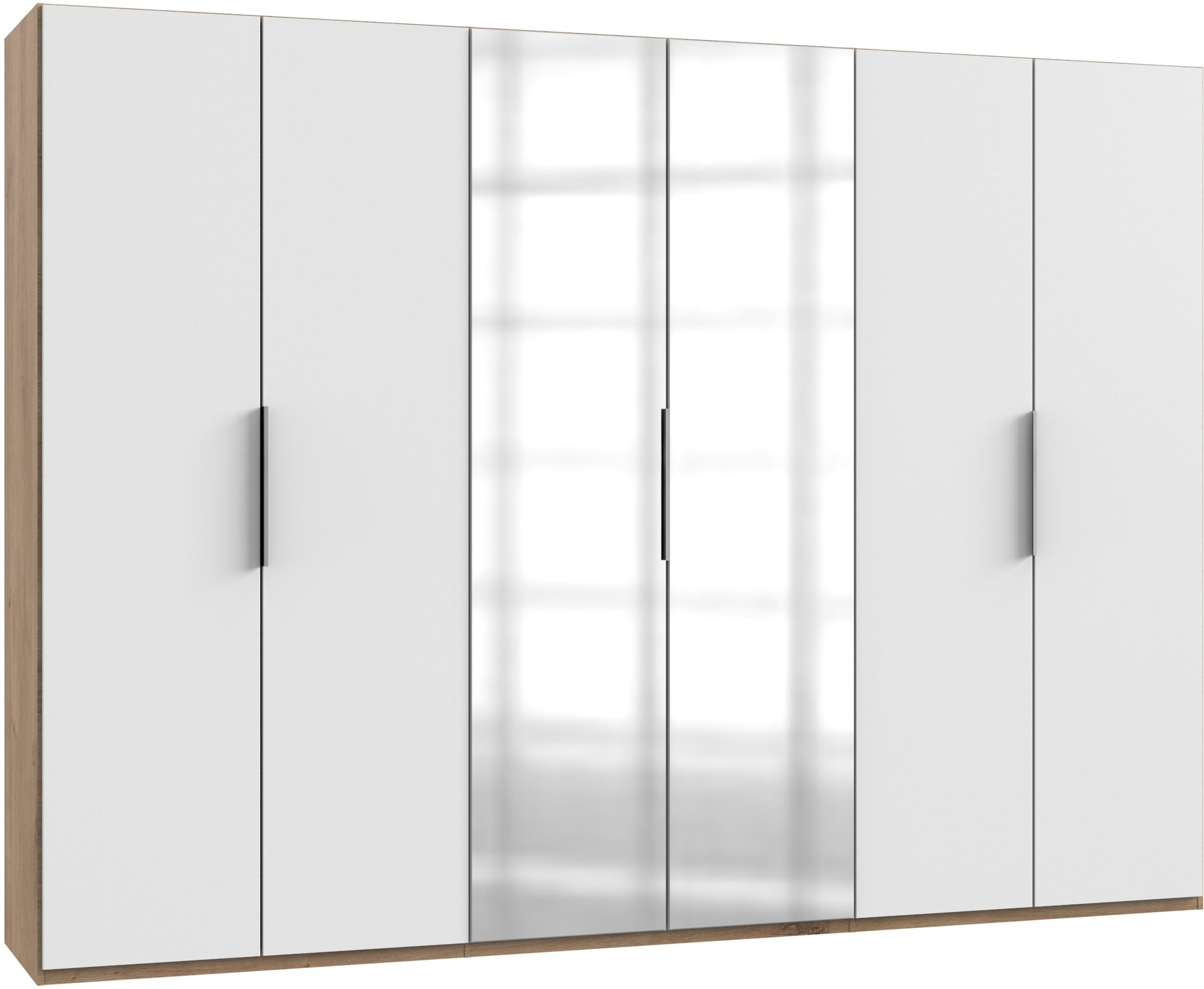 wohnli-moebel-suche-001787077865 Wohnli Möbelsuche - Drehtürenschrank Level 36A mit Spiegel ca. 300 cm Weiß/Eiche