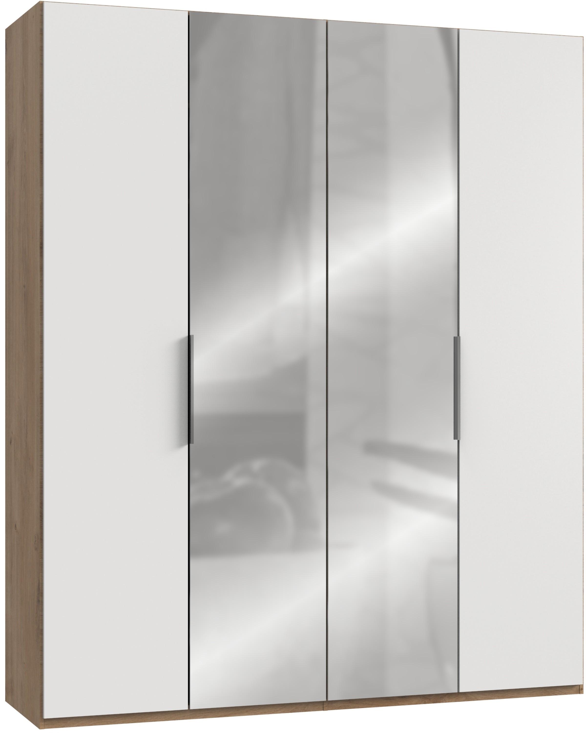 wohnli-moebel-suche-001787077937 Wohnli Möbelsuche - Drehtürenschrank Level 36A mit Spiegel ca. 200 cm Weiß/Eiche