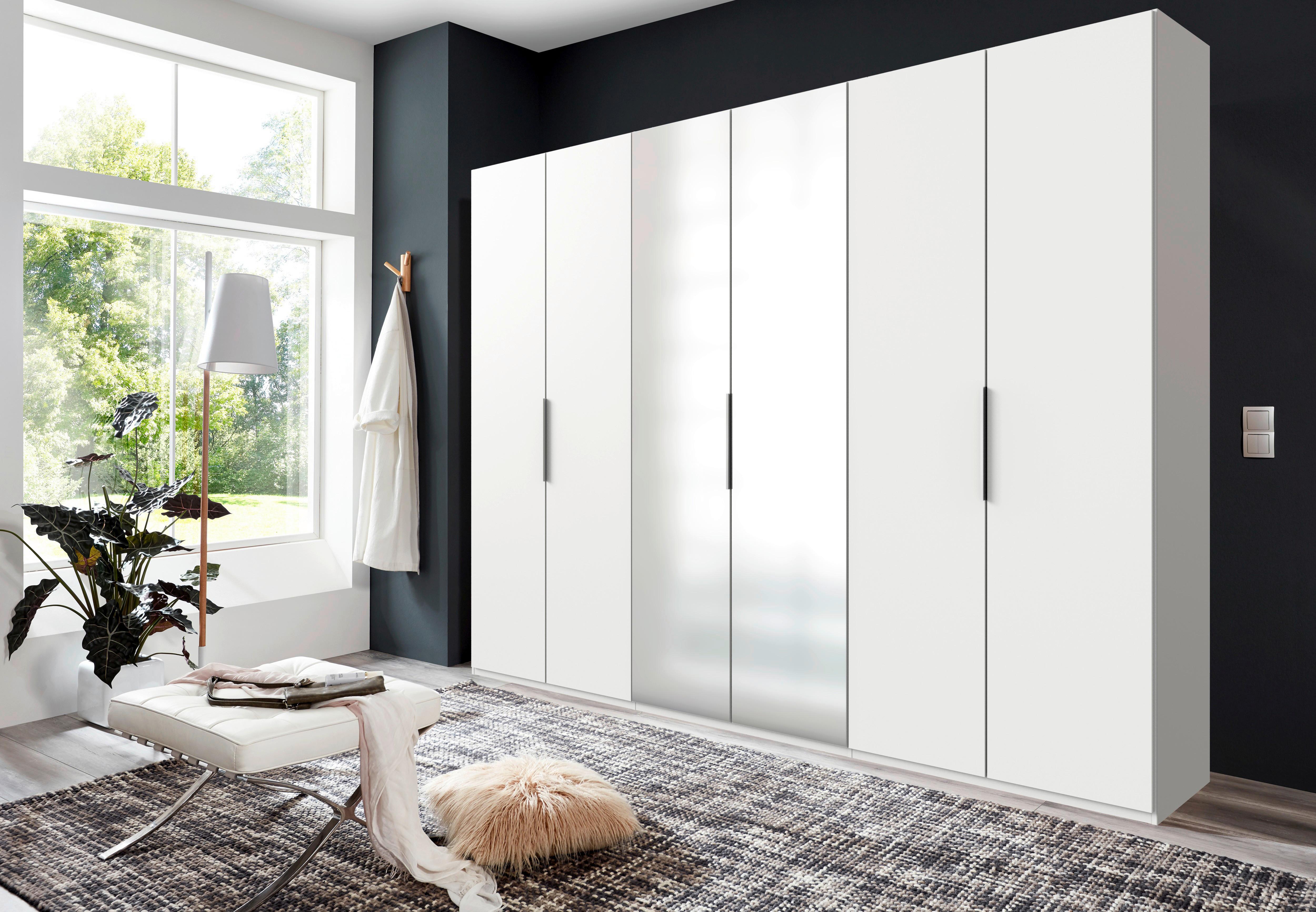 Drehtürenschrank Level 36A mit Spiegel ca. 300 cm Weiß Holzwerkstoff MID.YOU Möbel > Schränke > Kleiderschränke > Drehtürenschränke Weiß