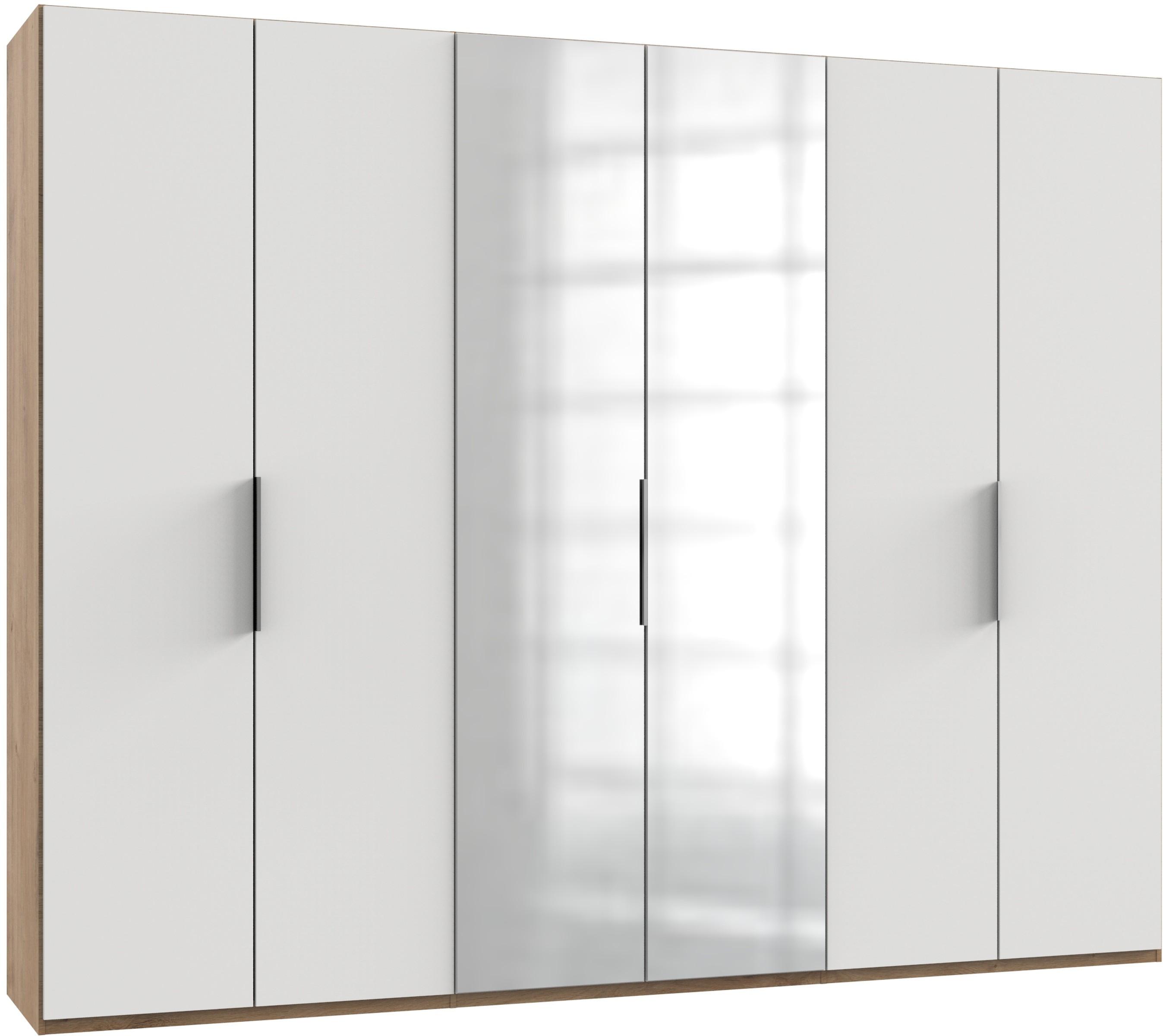 Wohnli Möbelsuche - Drehtürenschrank Level 36A mit Geräten ca. 300 cm Weiß/Eiche