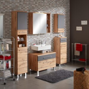 Waschbeckenunterschrank Eichefarben/Anthrazit Holzwerkstoff Based Möbel > Schränke > Badezimmerschränke > Waschbeckenunterschränke Anthrazit