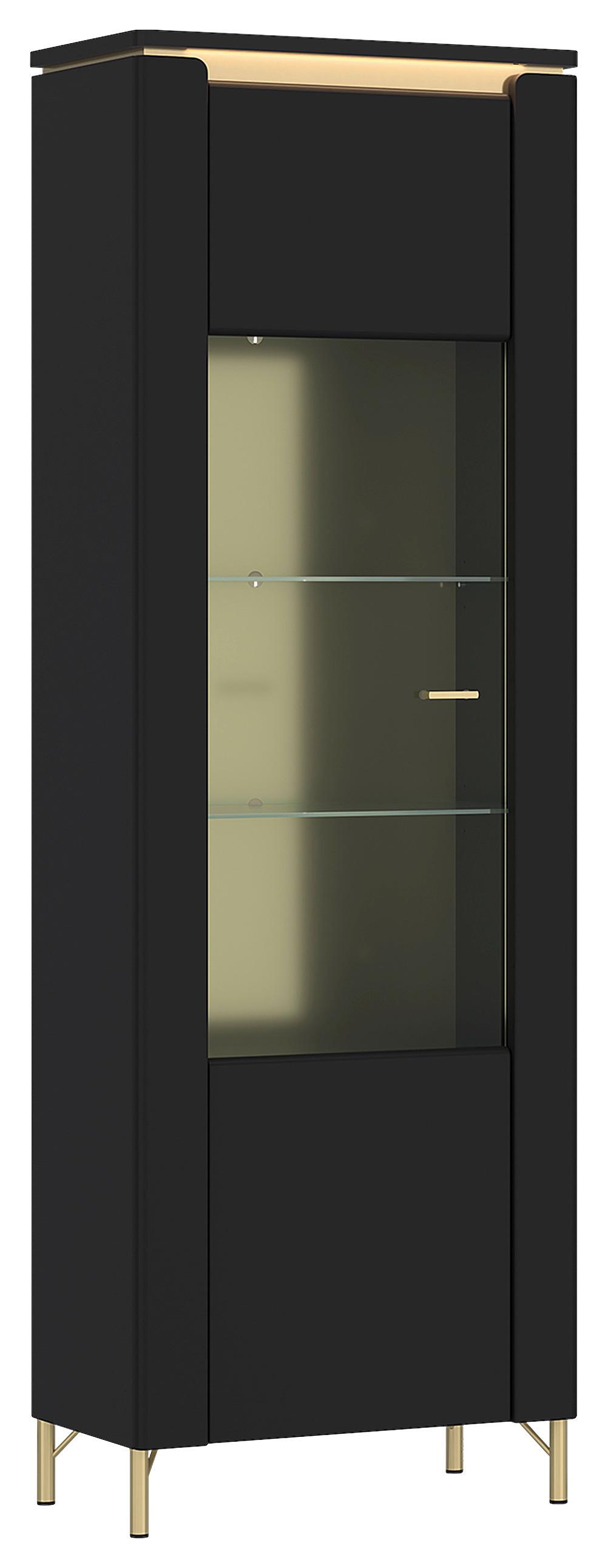 wohnli-moebel-suche-001803078209 Wohnli Möbelsuche - Vitrine Norica Schwarz/Goldfarben B: 65