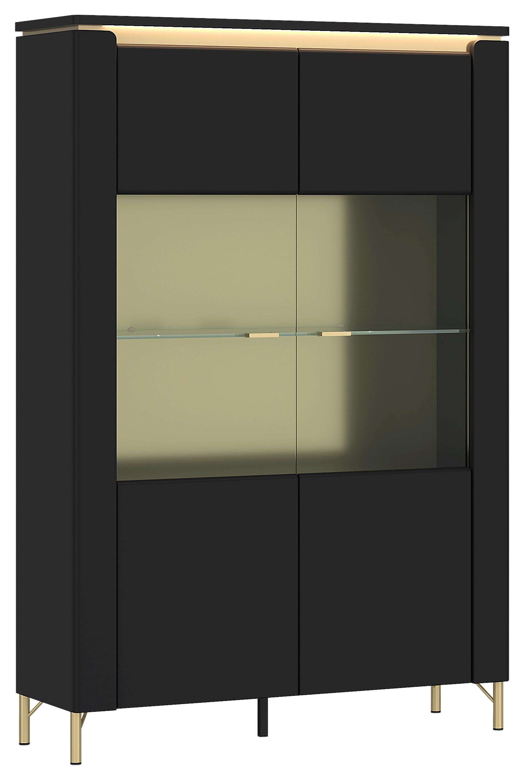 wohnli-moebel-suche-001803078210 Wohnli Möbelsuche - Vitrine Norica Schwarz/Goldfarben B: 110
