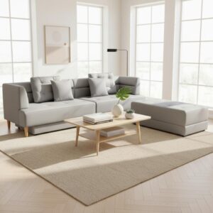 wohnli-moebel-suche-001808000601-1 Wohnlandschaft Eliza Hellgrau Samt Holz, Textil Bessagi Home Möbel > Sofas & Couches > Wohnlandschaften > Ecksofas Grau
