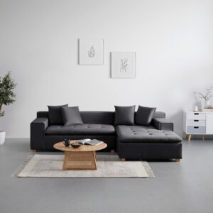 wohnli-moebel-suche-001808000702-1 Wohnlandschaft Ava Dunkelgrau Samt Textil, Holz Bessagi Home Möbel > Sofas & Couches > Wohnlandschaften > Ecksofas Grau