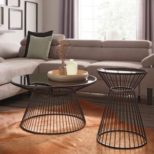 Couchtisch Raven in Schwarz Rund Metall, Glas Mömax Wohnzimmermöbel Schwarz