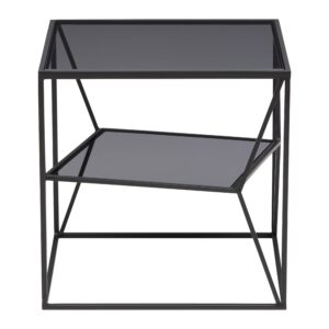 Beistelltisch Angel in Grau/Schwarz Metall, Glas Premium Living Möbel > Tische > Beistelltische > Beistelltische Metall Schwarz
