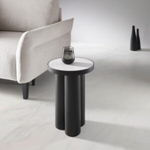 Beistelltisch Lyon Schwarz/Weiß Metall, Stein Premium Living Möbel > Tische > Beistelltische > Beistelltische Metall Schwarz