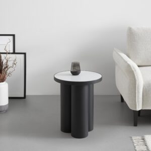 Beistelltisch Lyon Schwarz/Weiß Metall, Stein Premium Living Möbel > Tische > Beistelltische > Beistelltische Metall Schwarz