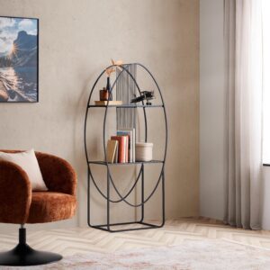 Regal Chase Schwarz Metall, Glas Premium Living Wohnzimmermöbel Schwarz