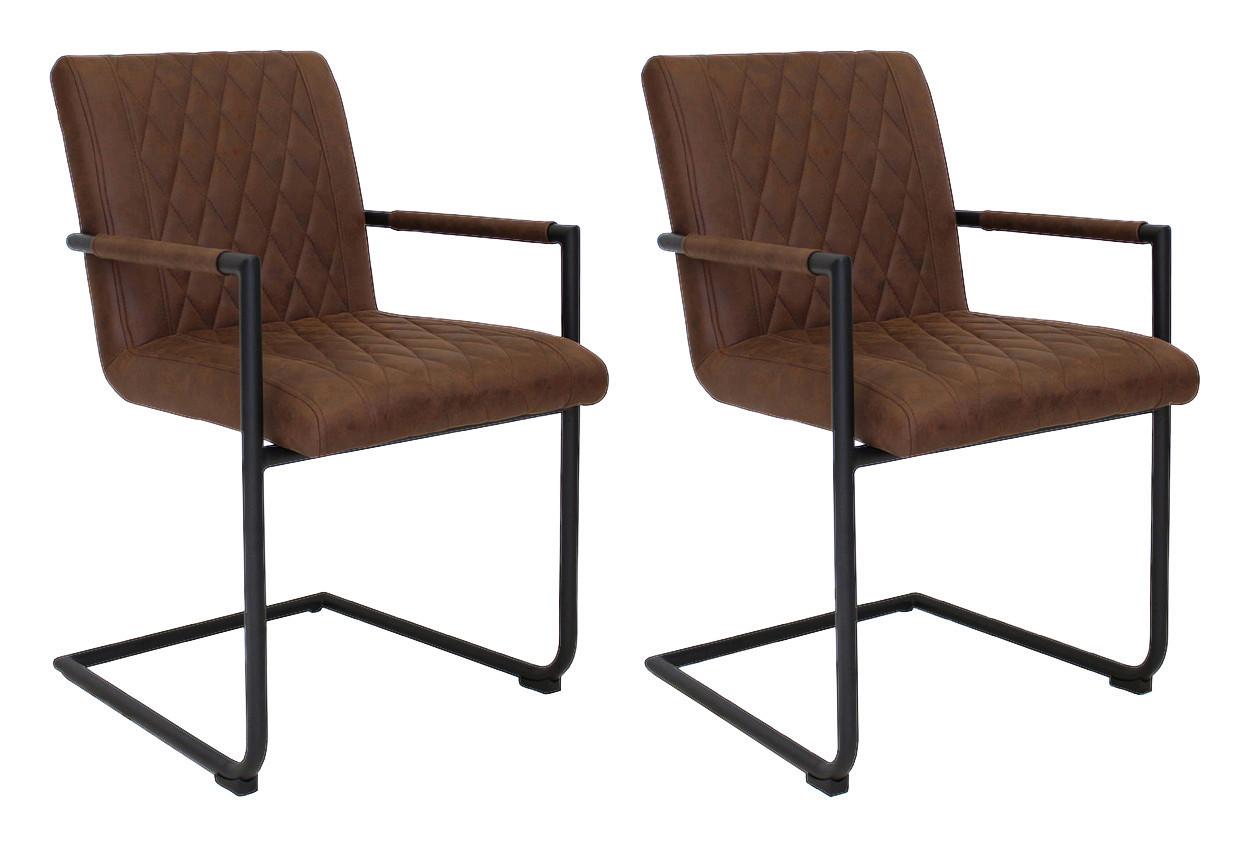 Wohnli Möbelsuche - Armlehnstuhl-Set Damian ca. 52x88 cm 2er-Set Braun