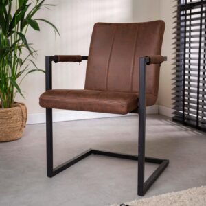 Armlehnstuhl-Set Brandon 2er- Set ca. 54x85 cm Braun Metall, Textil MID.YOU Möbel > Stühle > Stuhl-Sets > Esszimmerstühle Sets Braun