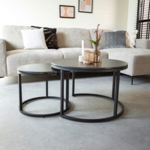 COUCHTISCH LEYTON Metall, Stein MID.YOU Wohnzimmermöbel Schwarz