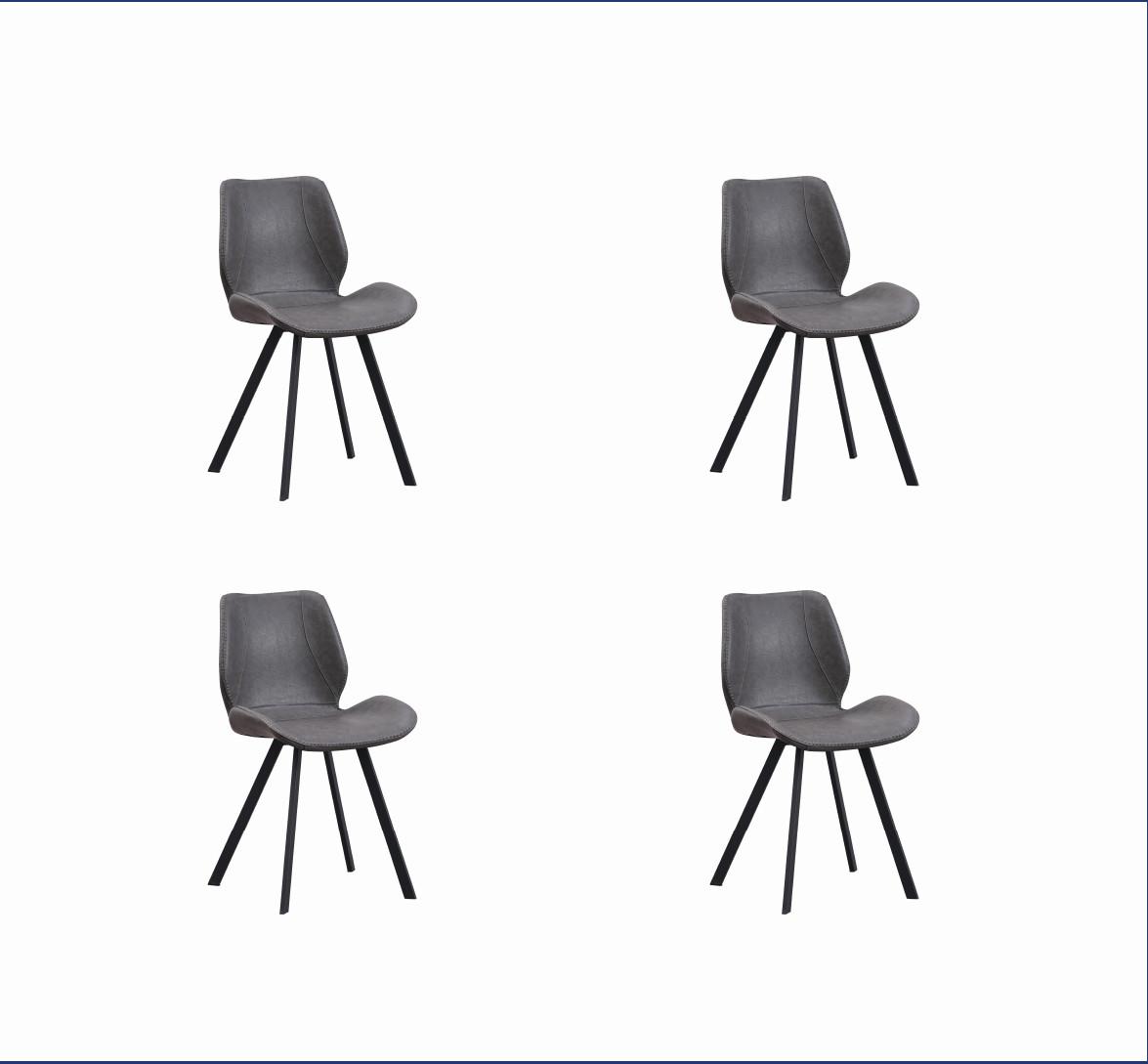 Wohnli Möbelsuche - Stuhl-Set Barona 4er-Set Anthrazit Lederlook
