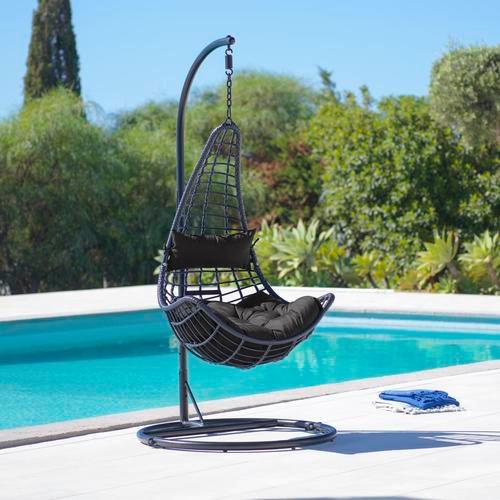wohnli-moebel-suche-001822000703 Wohnli Möbelsuche - Hängesessel Caitlin Schwarz Metall/Kunststoff/Outdoorstoff