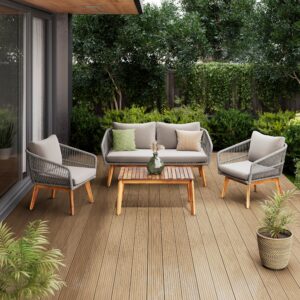 Wohnli Möbelsuche - Gartenset Michi 2 Grau/Akaziefarben