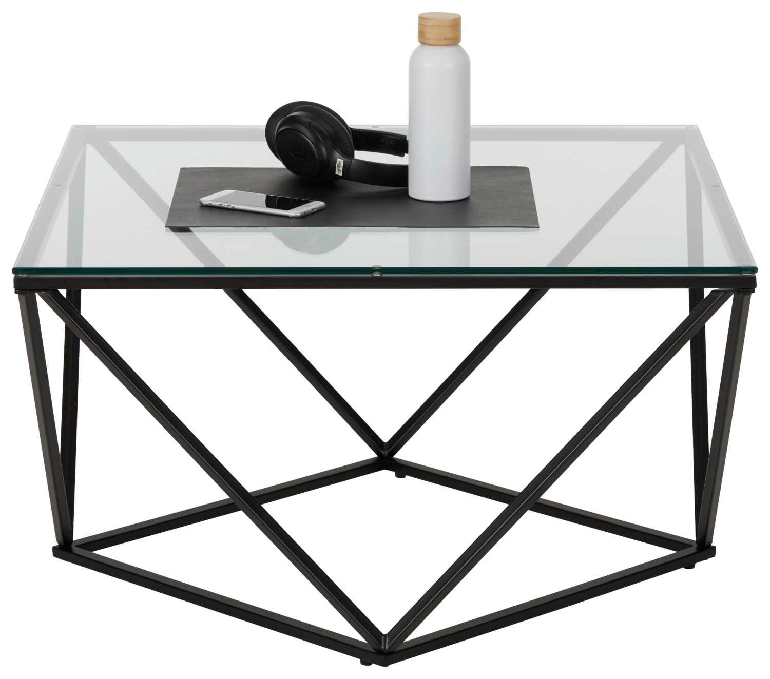 Couchtisch in Schwarz ca. 80x45x80cm Metall, Glas Based Wohnzimmermöbel Schwarz