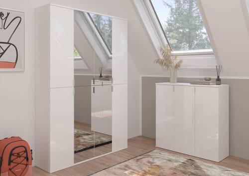 Drehtürenschrank Projekt X ca. 121x193 cm Weiß Metall MID.YOU Möbel > Schränke > Kleiderschränke > Drehtürenschränke Weiß