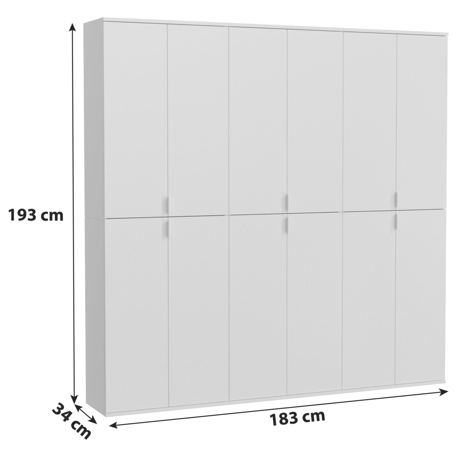 Drehtürenschrank Projekt X ca. 183x193 cm Weiß Metall MID.YOU Möbel > Schränke > Kleiderschränke > Drehtürenschränke Weiß