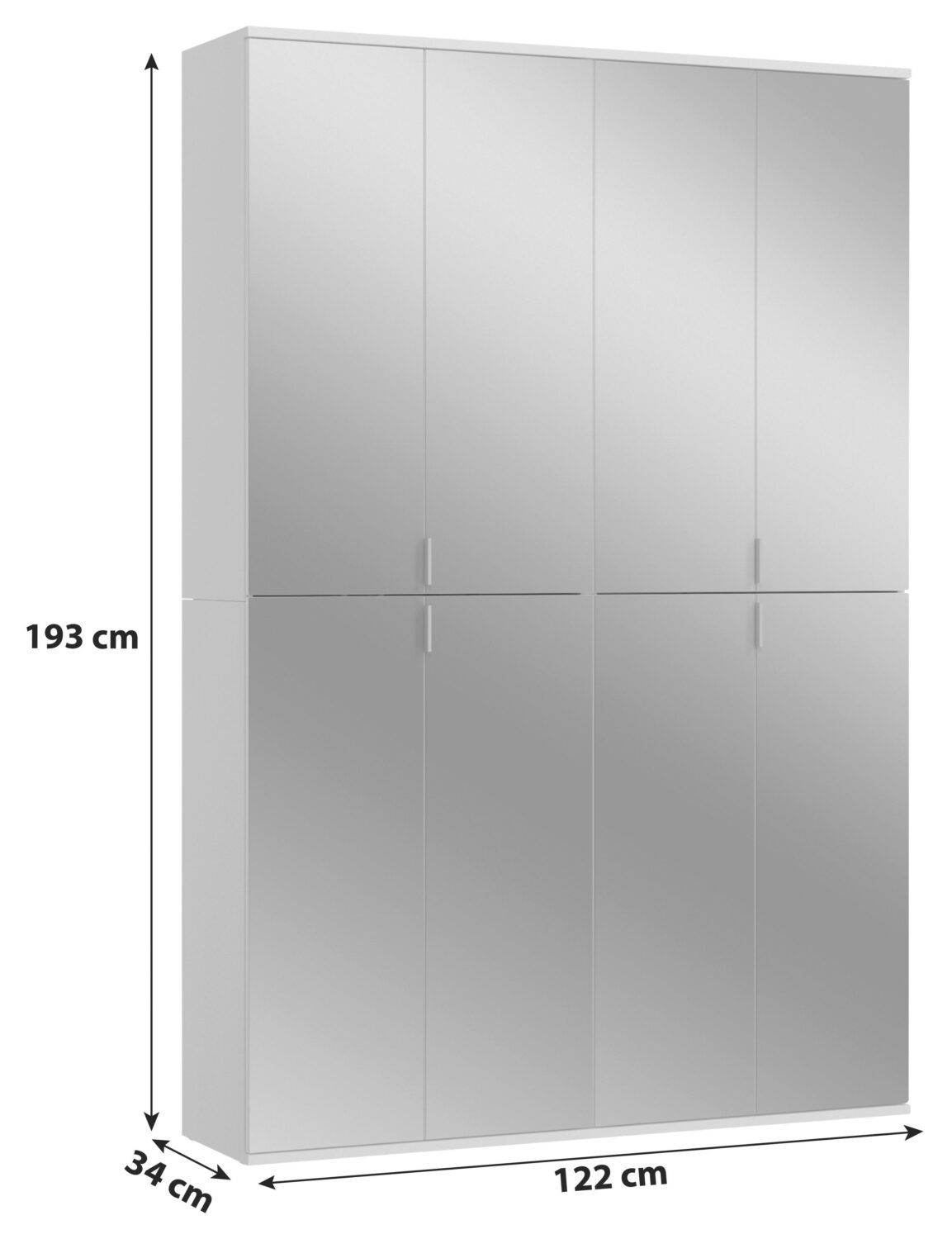 Drehtürenschrank Projekt X ca. 122x193 cm Weiß Metall MID.YOU Möbel > Schränke > Kleiderschränke > Drehtürenschränke Weiß