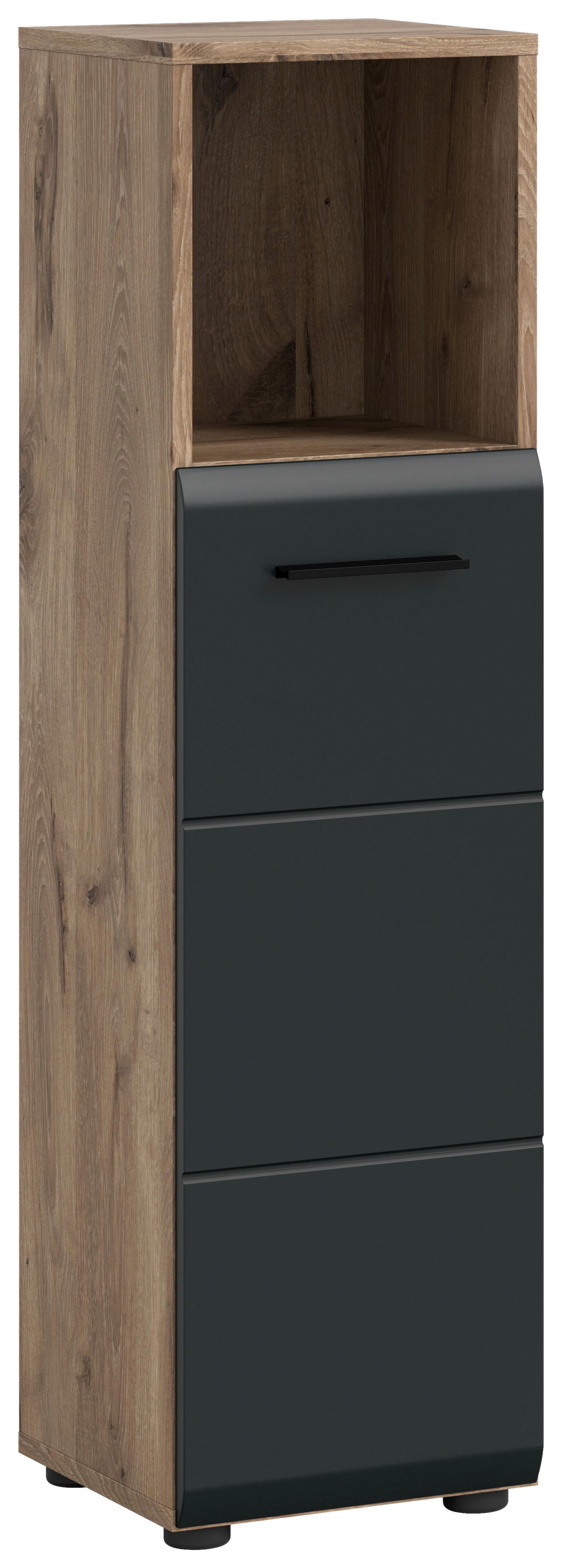Wohnli Möbelsuche - Midischrank Ice Schwarz/Eiche dunkel