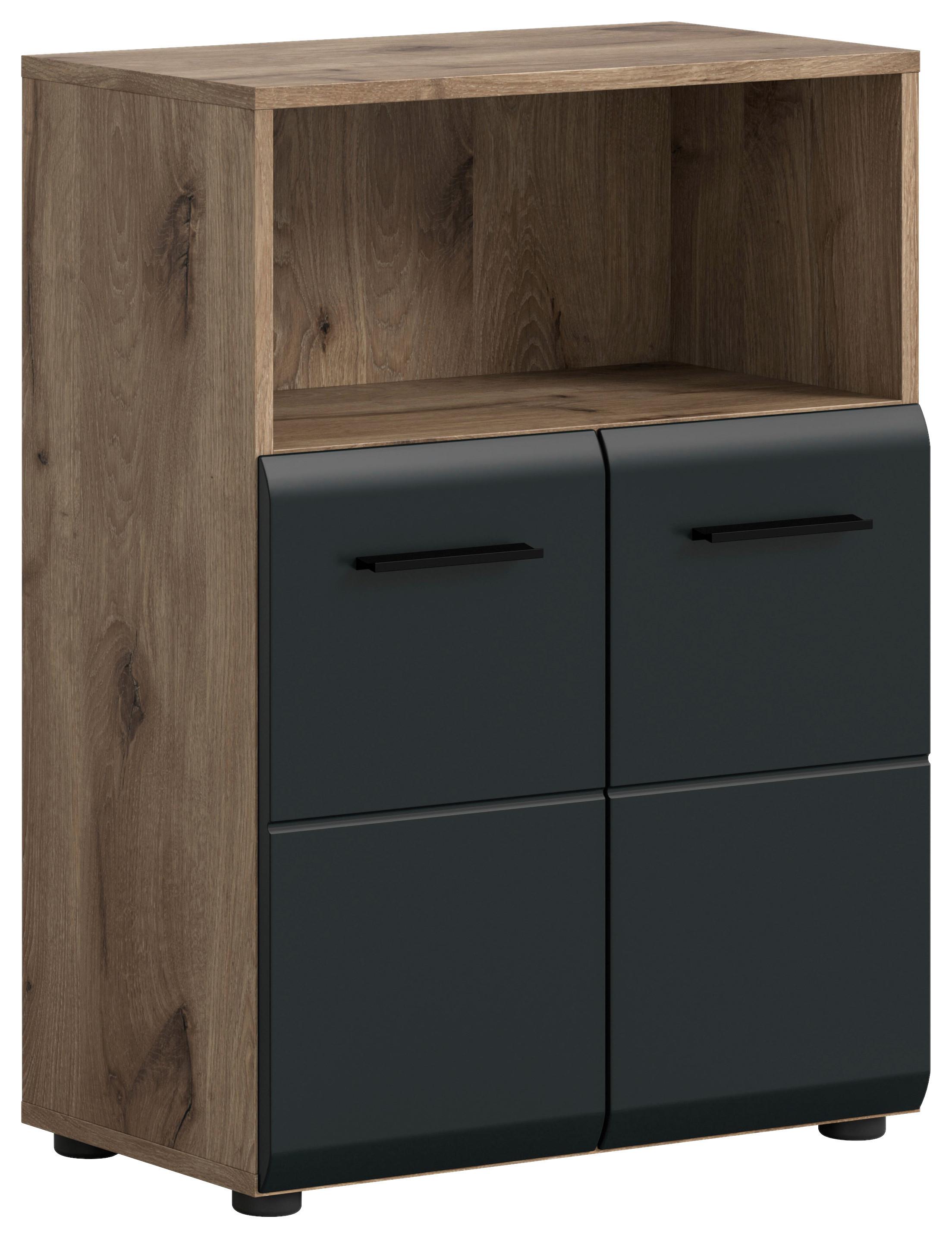 wohnli-moebel-suche-001849005085 Wohnli Möbelsuche - Midischrank Ice Schwarz/Eiche dunkel