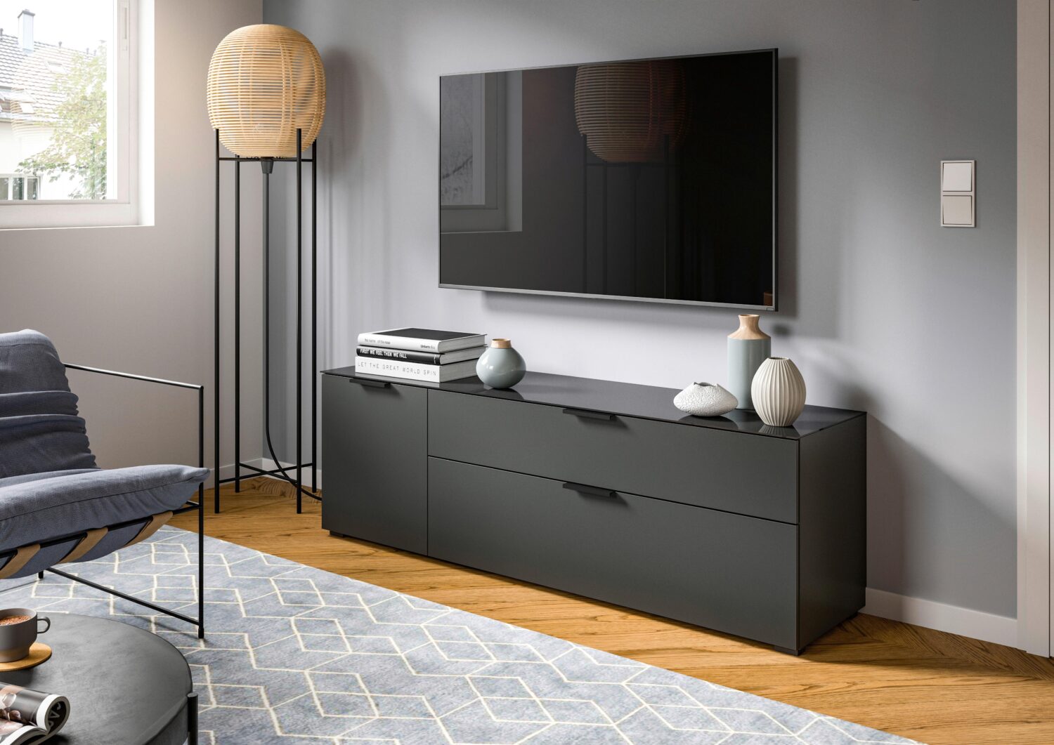 Lowboard Ray ca. 160x51 cm Anthrazit Holzwerkstoff Livetastic Möbel > TV-Möbel Anthrazit