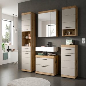 Waschbeckenunterschrank Scout ca. 60x56x34 cm Kaschmir Holzwerkstoff MID.YOU Möbel > Schränke > Badezimmerschränke > Waschbeckenunterschränke Braun