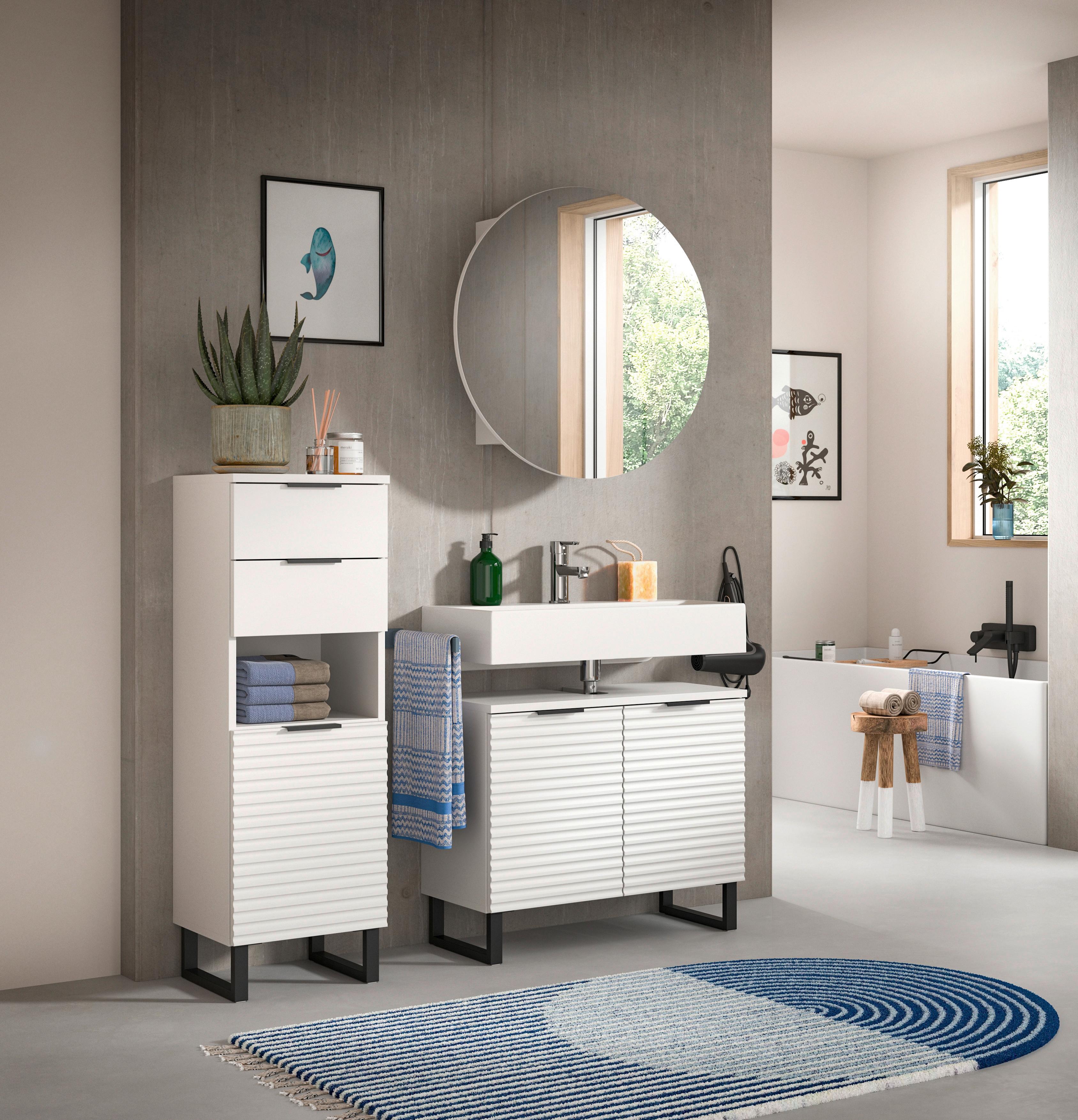 Wohnli Möbelsuche - Badezimmer Riff 3-tlg. ca. 105 cm Weiß/Schwarz