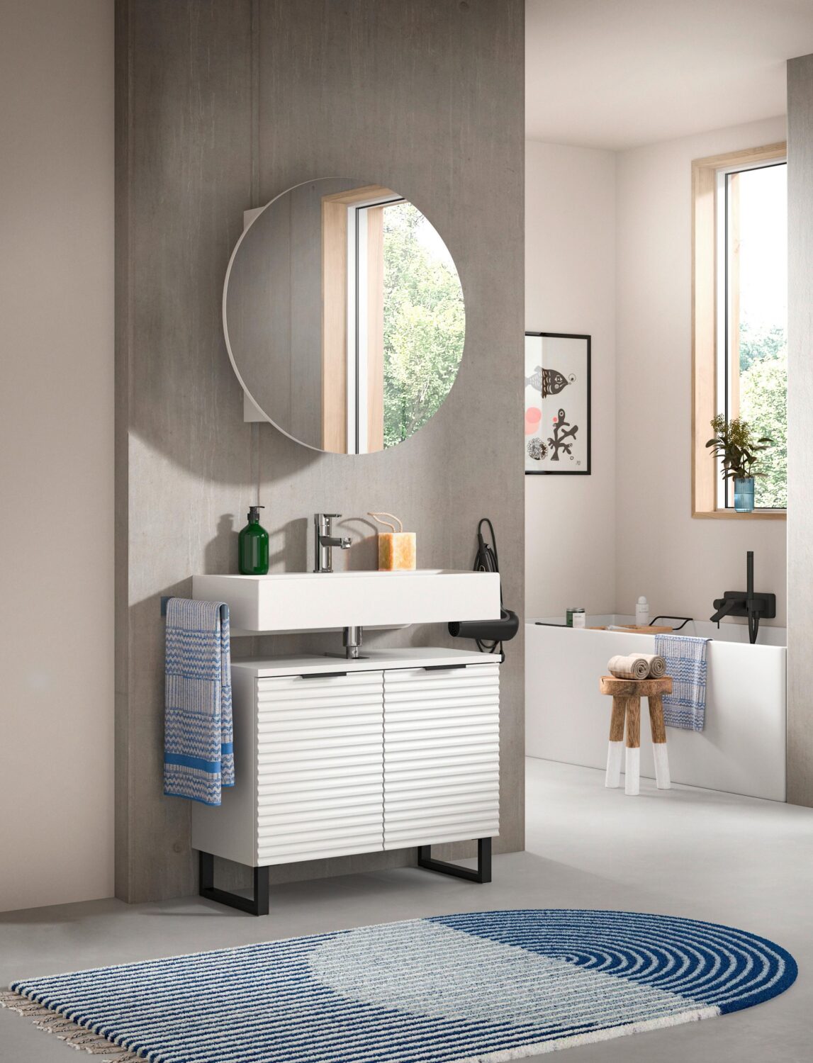 Wohnli Möbelsuche - Badezimmer Riff 2-tlg. ca. 70 cm Weiß/Schwarz