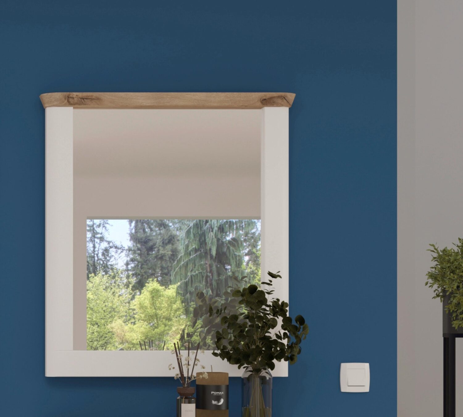 Wandspiegel Michigan ca. 79x89 cm Weiß/Eiche Holzwerkstoff MID.YOU Spiegel > Wandspiegel Weiß