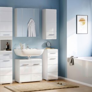 Waschbeckenunterschrank Linus Weiß Holzwerkstoff MID.YOU Möbel > Schränke > Badezimmerschränke > Waschbeckenunterschränke Weiß