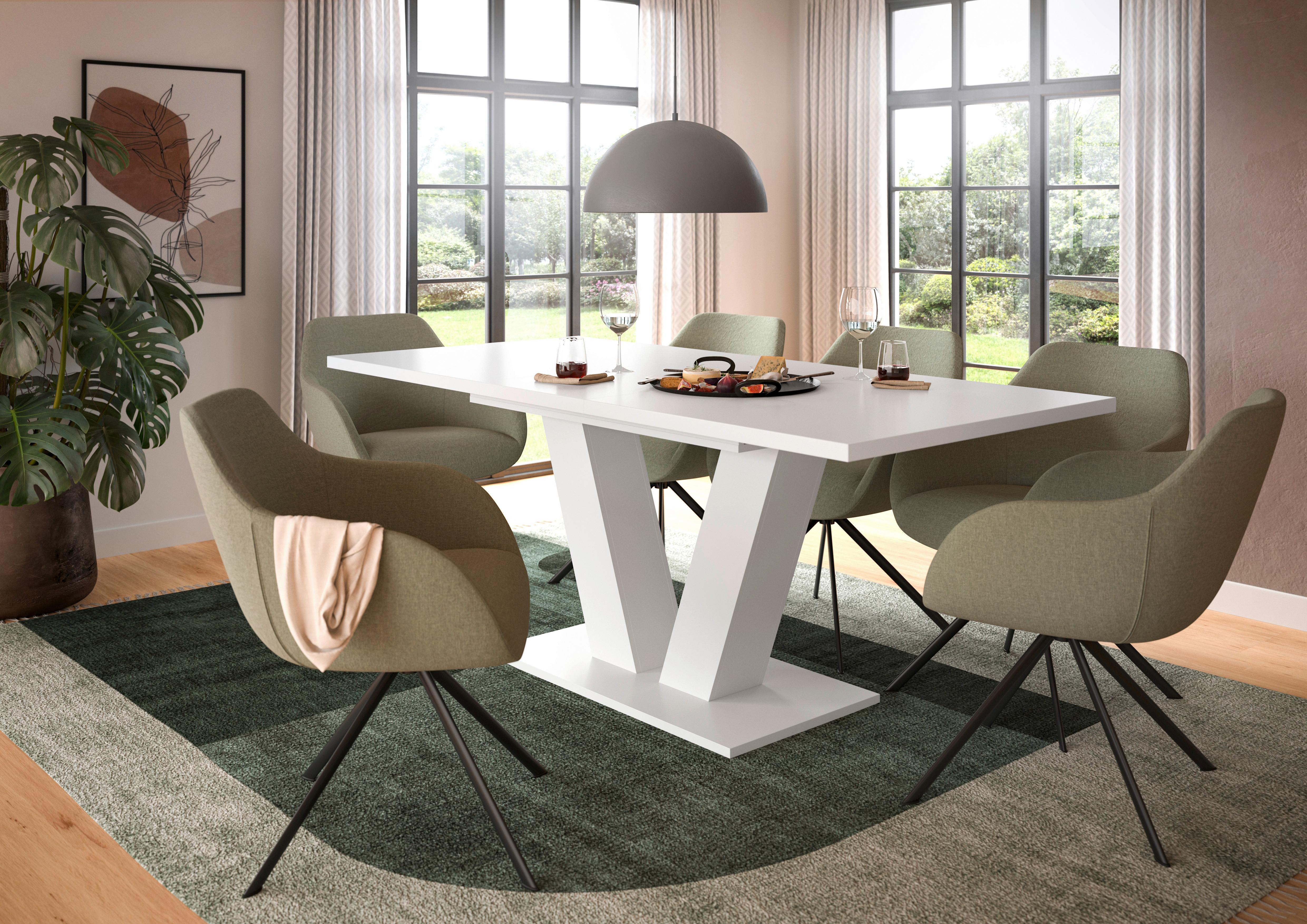 Ausziehtisch Marlon Weiß ca. 150-190x90x76 cm Holzwerkstoff MID.YOU Möbel > Tische > Esstische Weiß