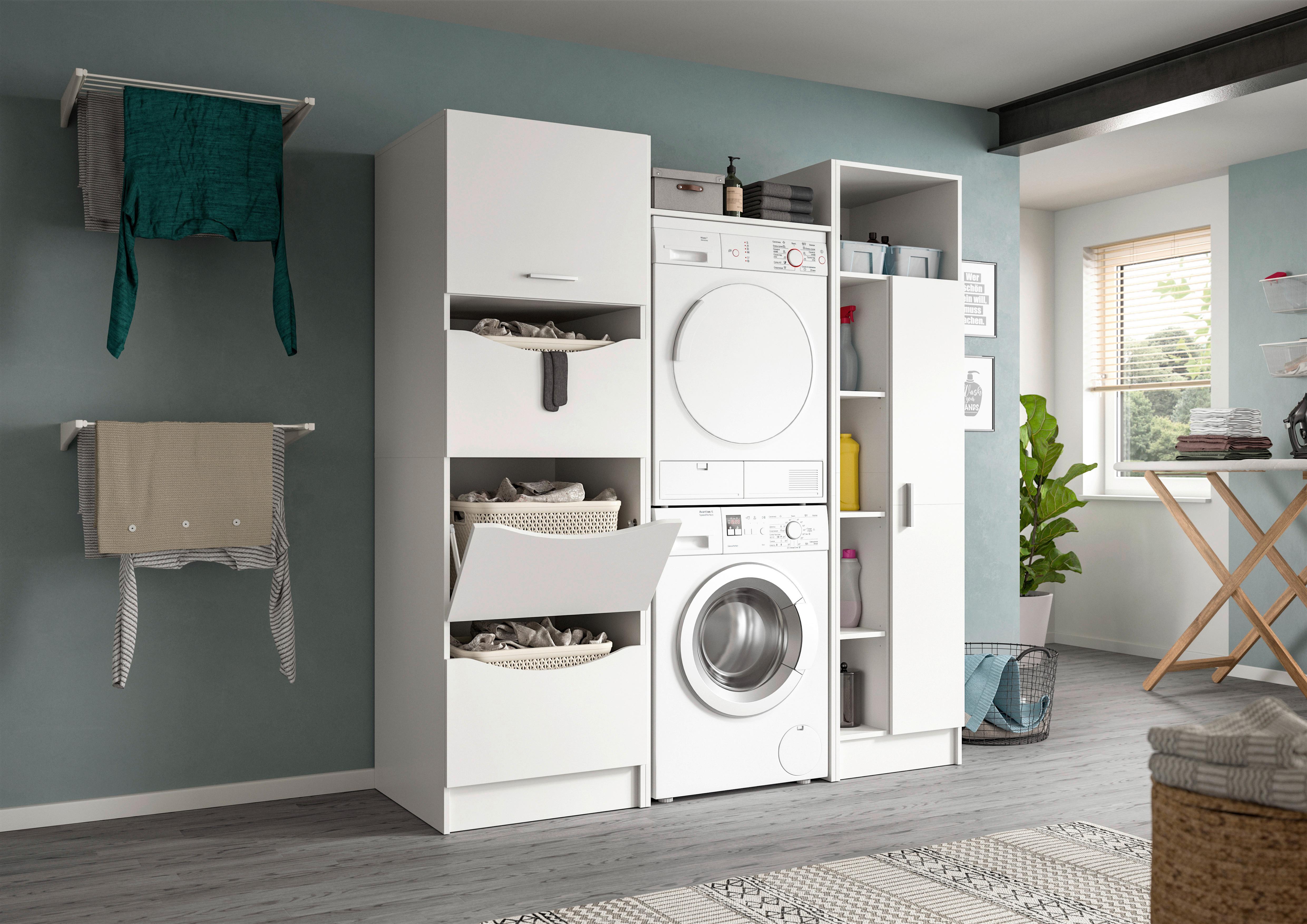 Hauswirtschaftsraum Free Weiß Holzwerkstoff MID.YOU Möbel > Schränke > Badezimmerschränke Weiß