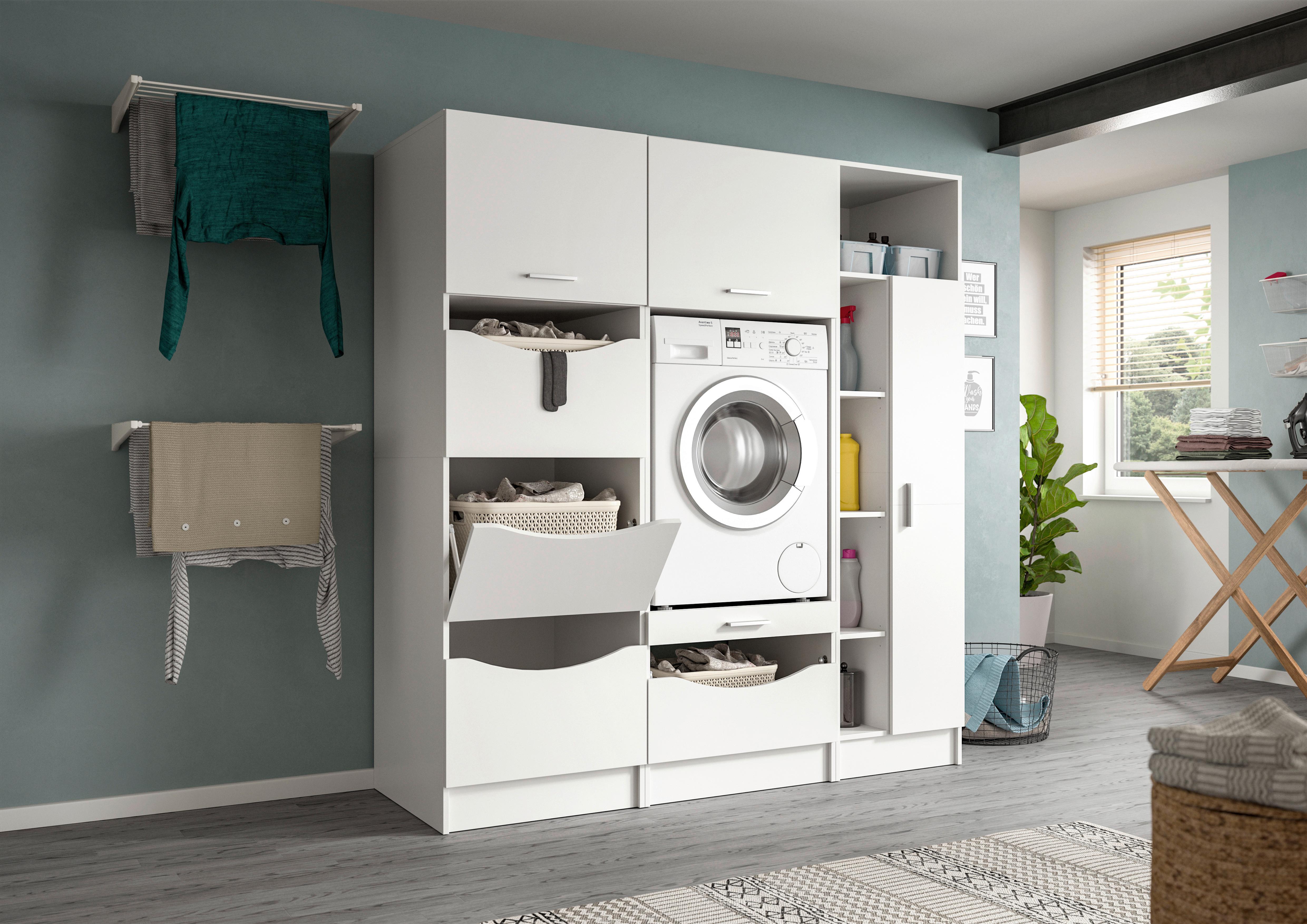 Hauswirtschaftsraum Free Weiß Holzwerkstoff MID.YOU Möbel > Schränke > Badezimmerschränke Weiß