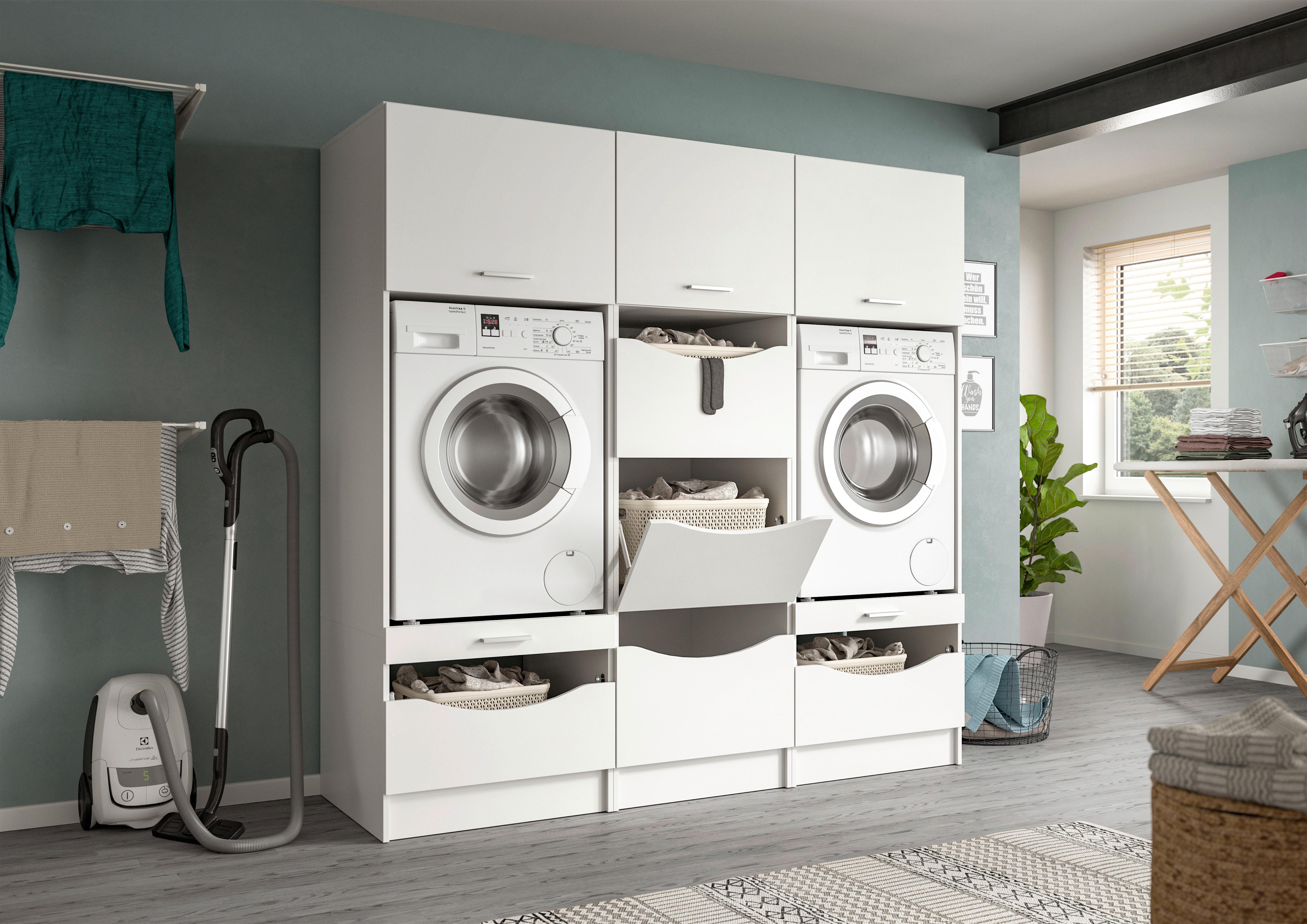 Hauswirtschaftsraum Free Weiß Holzwerkstoff MID.YOU Möbel > Schränke > Badezimmerschränke Weiß