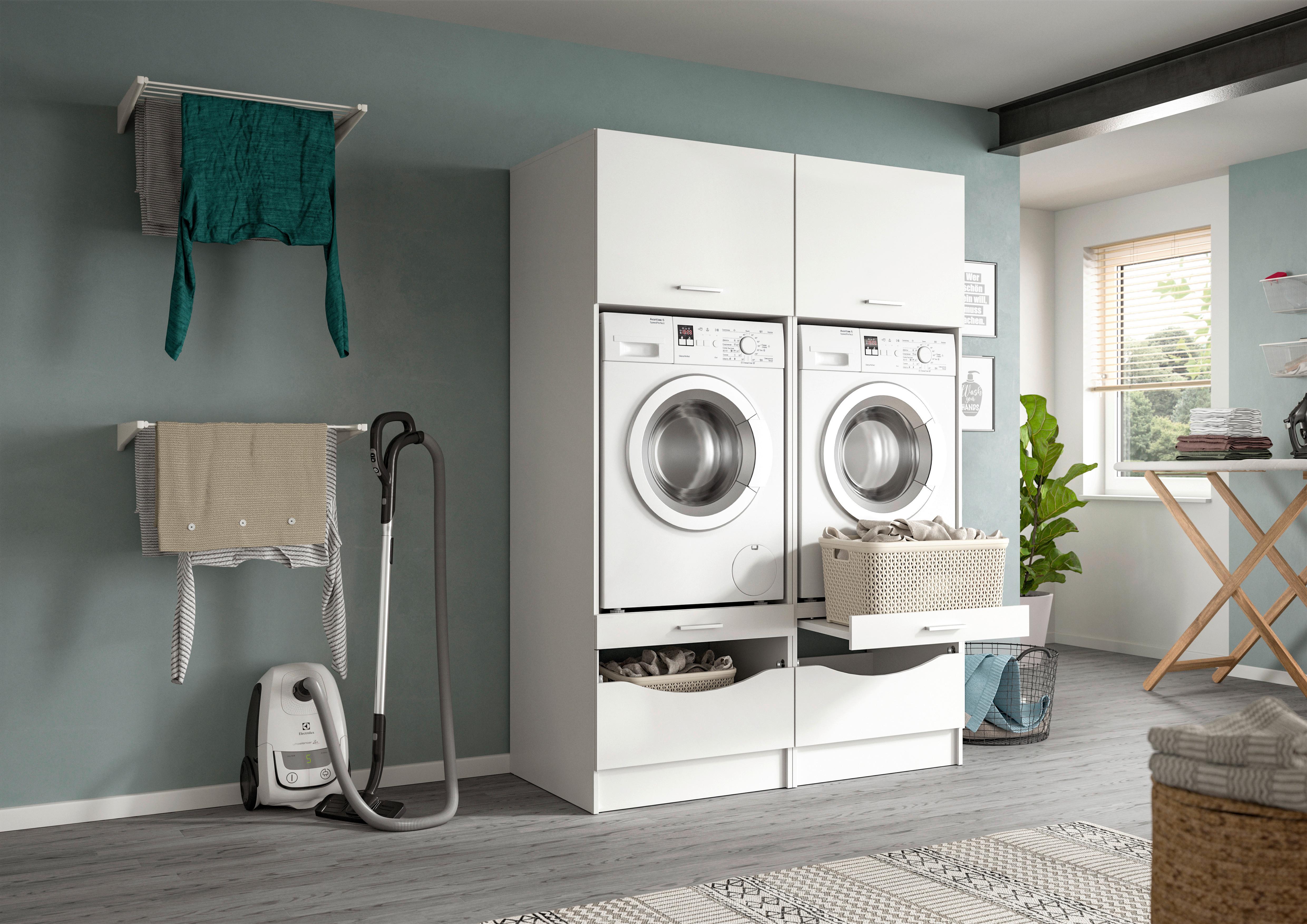 Hauswirtschaftsraum Free Weiß Holzwerkstoff MID.YOU Möbel > Schränke > Badezimmerschränke Weiß