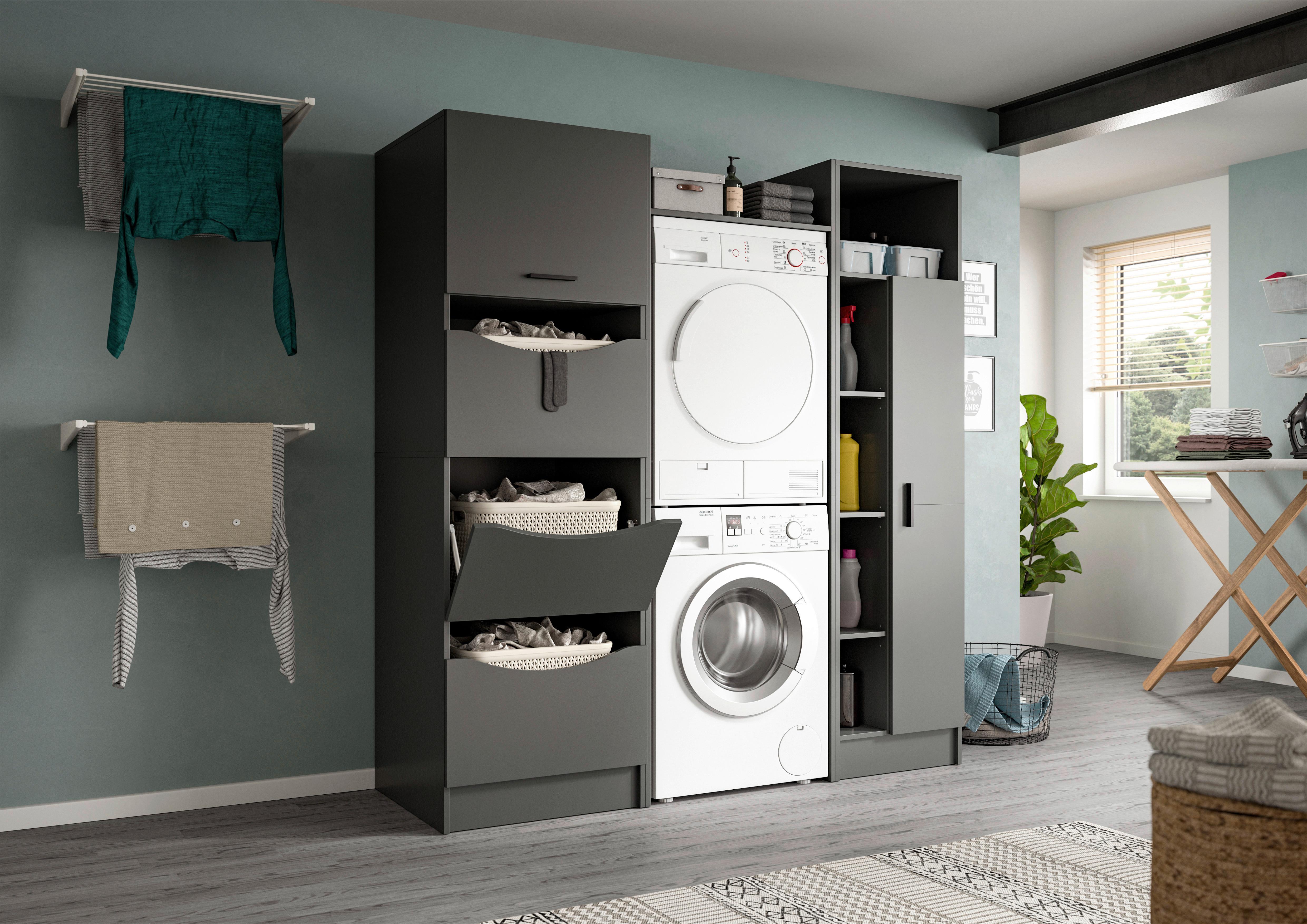 Hauswirtschaftsraum Free Anthrazit Holzwerkstoff MID.YOU Möbel > Schränke > Badezimmerschränke Anthrazit