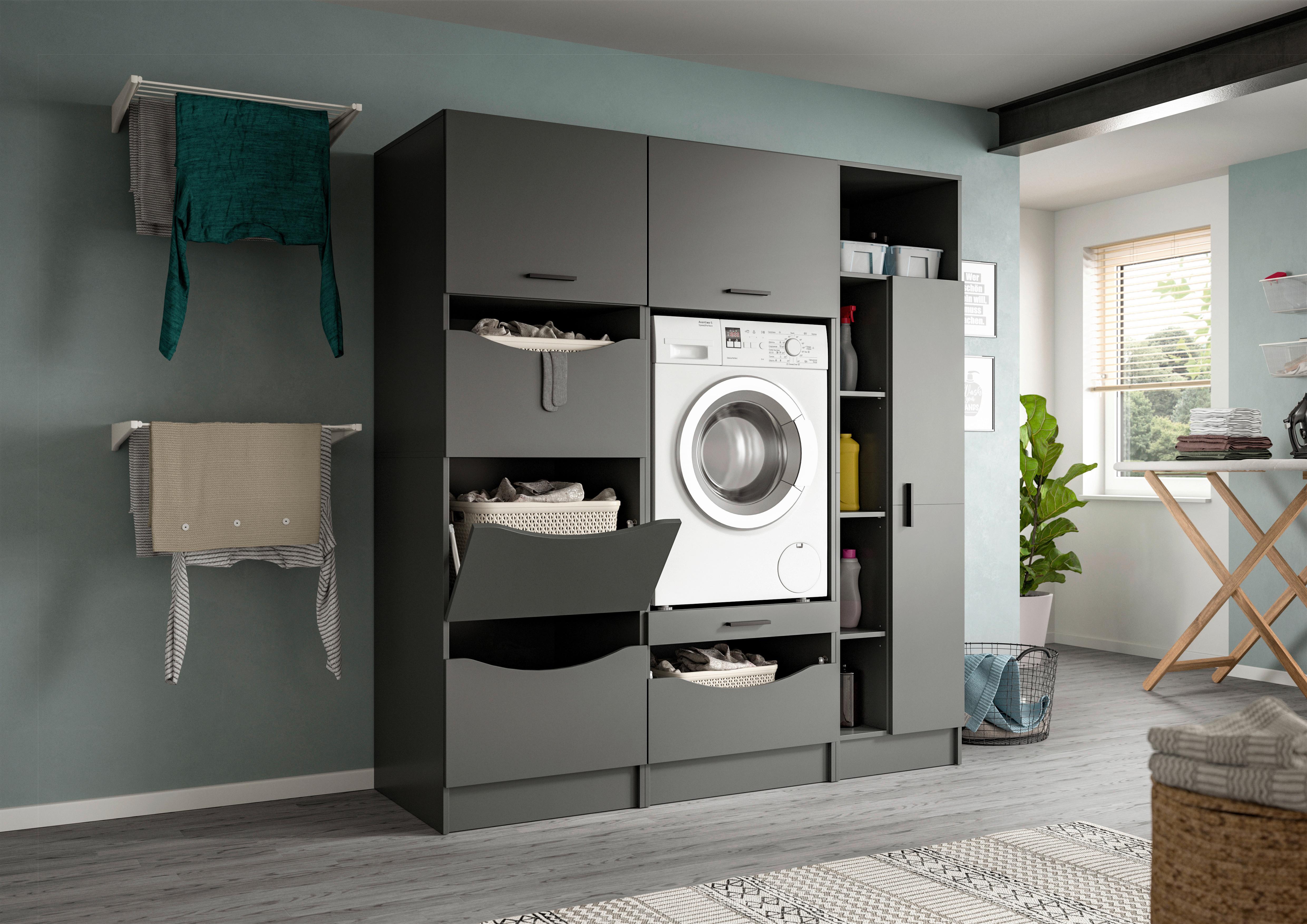 Hauswirtschaftsraum Free Anthrazit Holzwerkstoff MID.YOU Möbel > Schränke > Badezimmerschränke Anthrazit