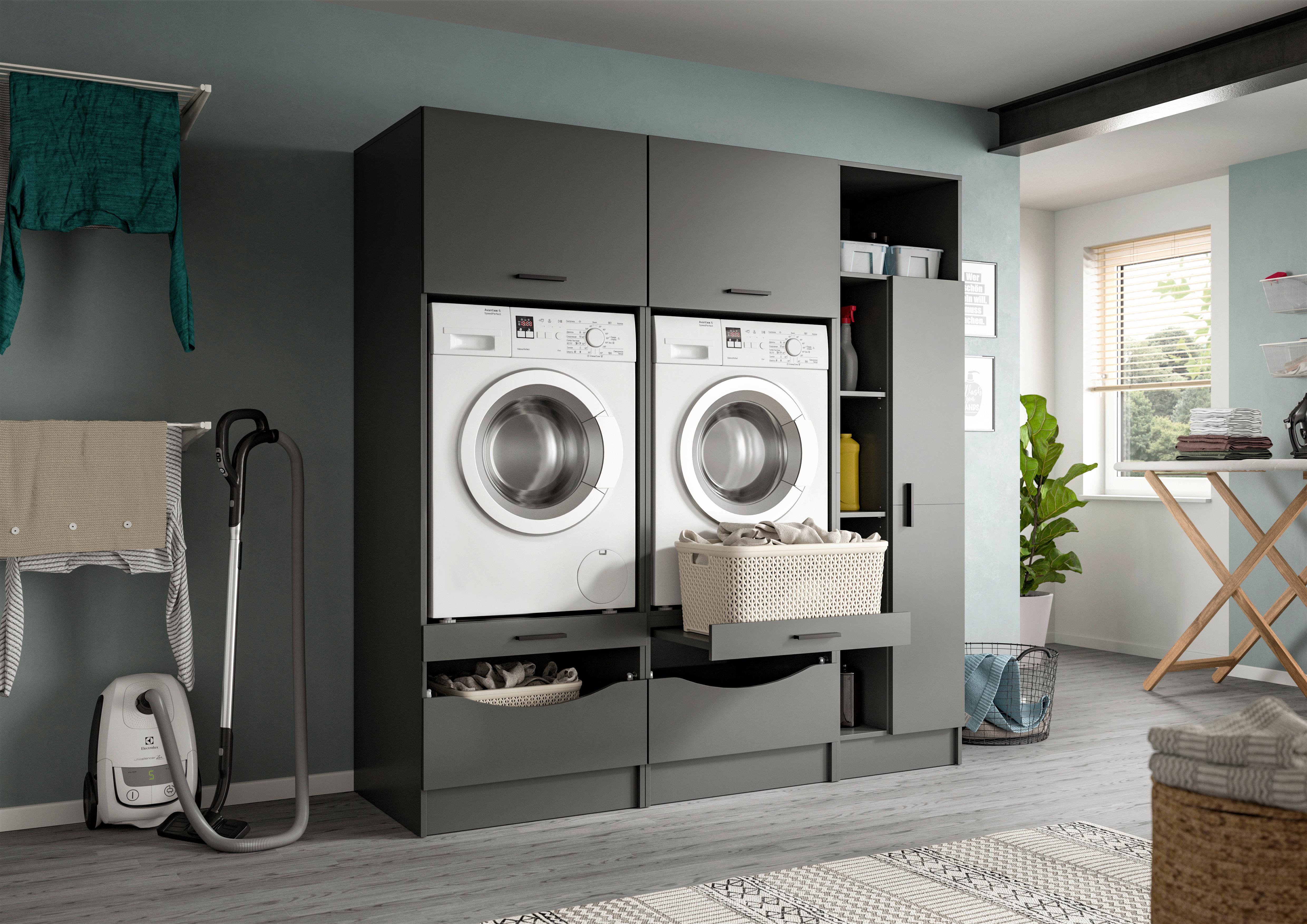 Hauswirtschaftsraum Free Anthrazit Holzwerkstoff MID.YOU Möbel > Schränke > Badezimmerschränke Anthrazit