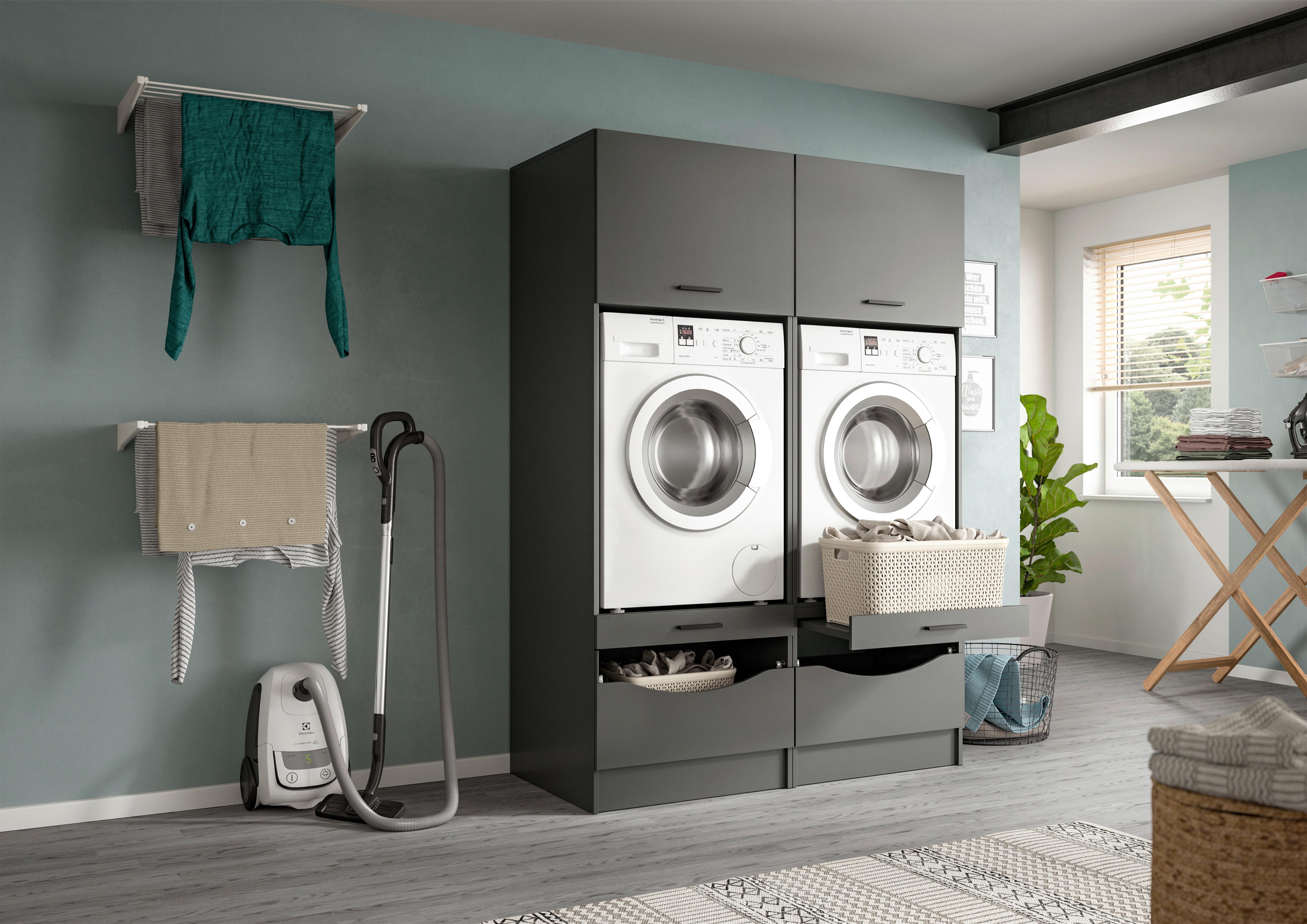 Hauswirtschaftsraum Free Anthrazit Holzwerkstoff MID.YOU Möbel > Schränke > Badezimmerschränke Anthrazit