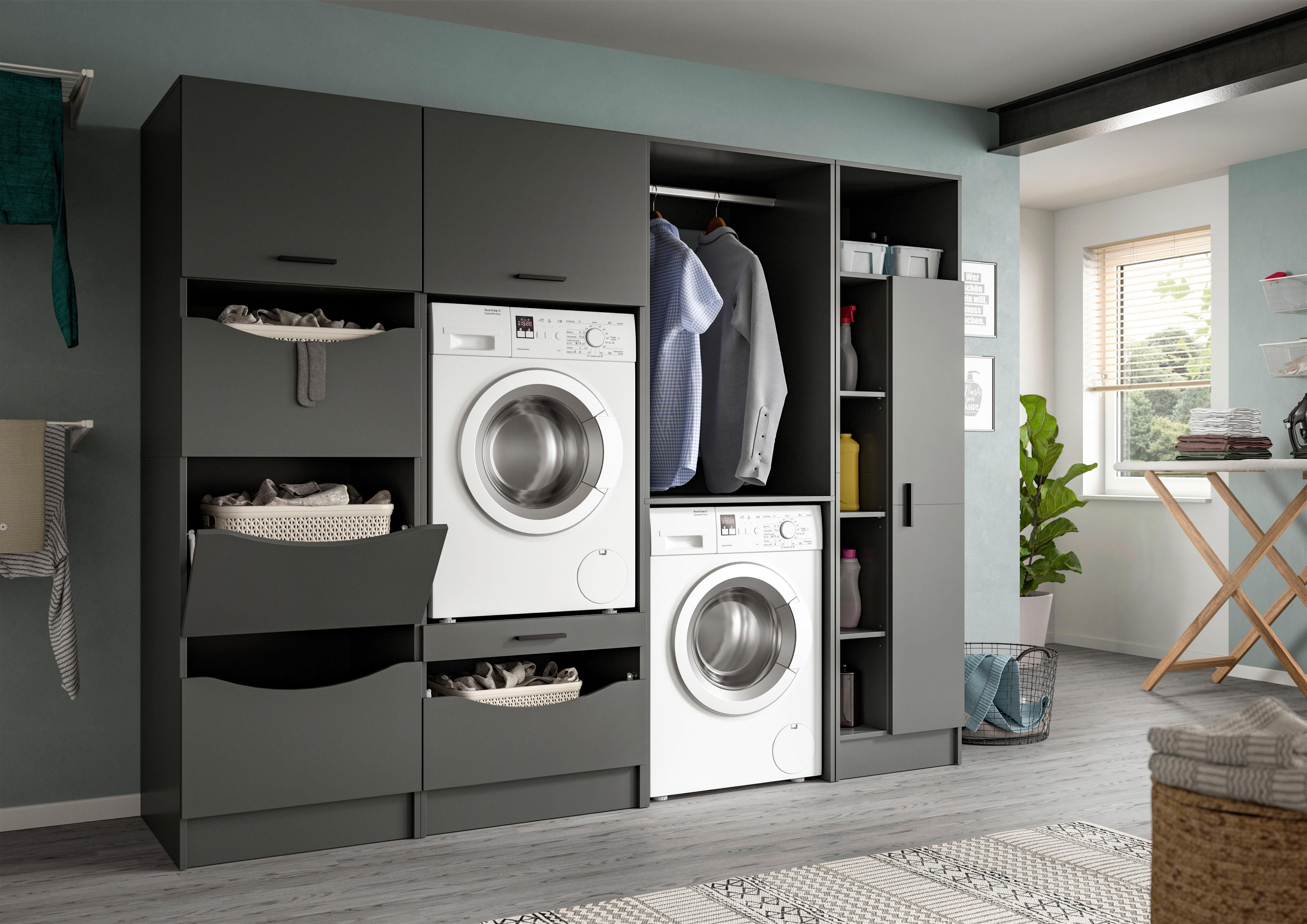 Hauswirtschaftsraum Free Anthrazit Holzwerkstoff MID.YOU Möbel > Schränke > Badezimmerschränke Anthrazit