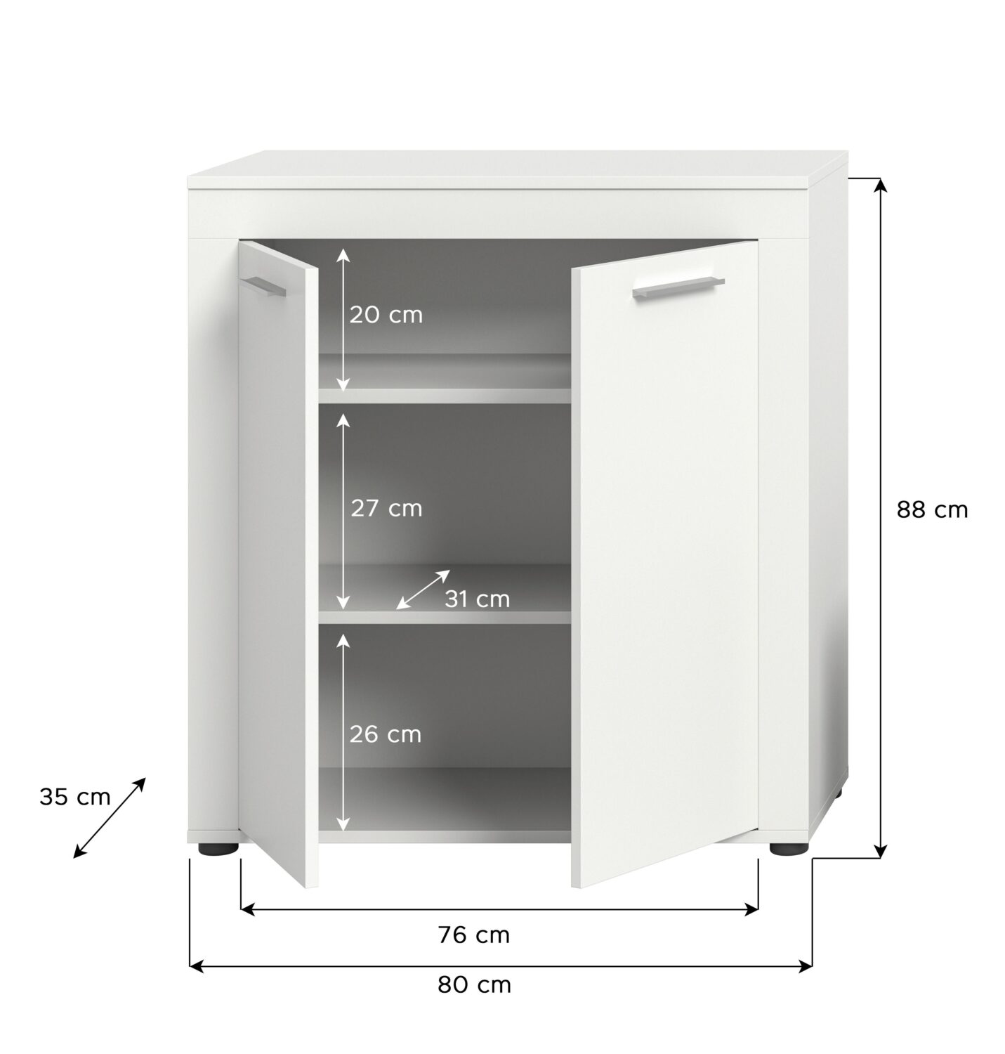 Highboard Jam ca. 80x88x35 cm Weiß Kunststoff MID.YOU Wohnzimmermöbel Weiß