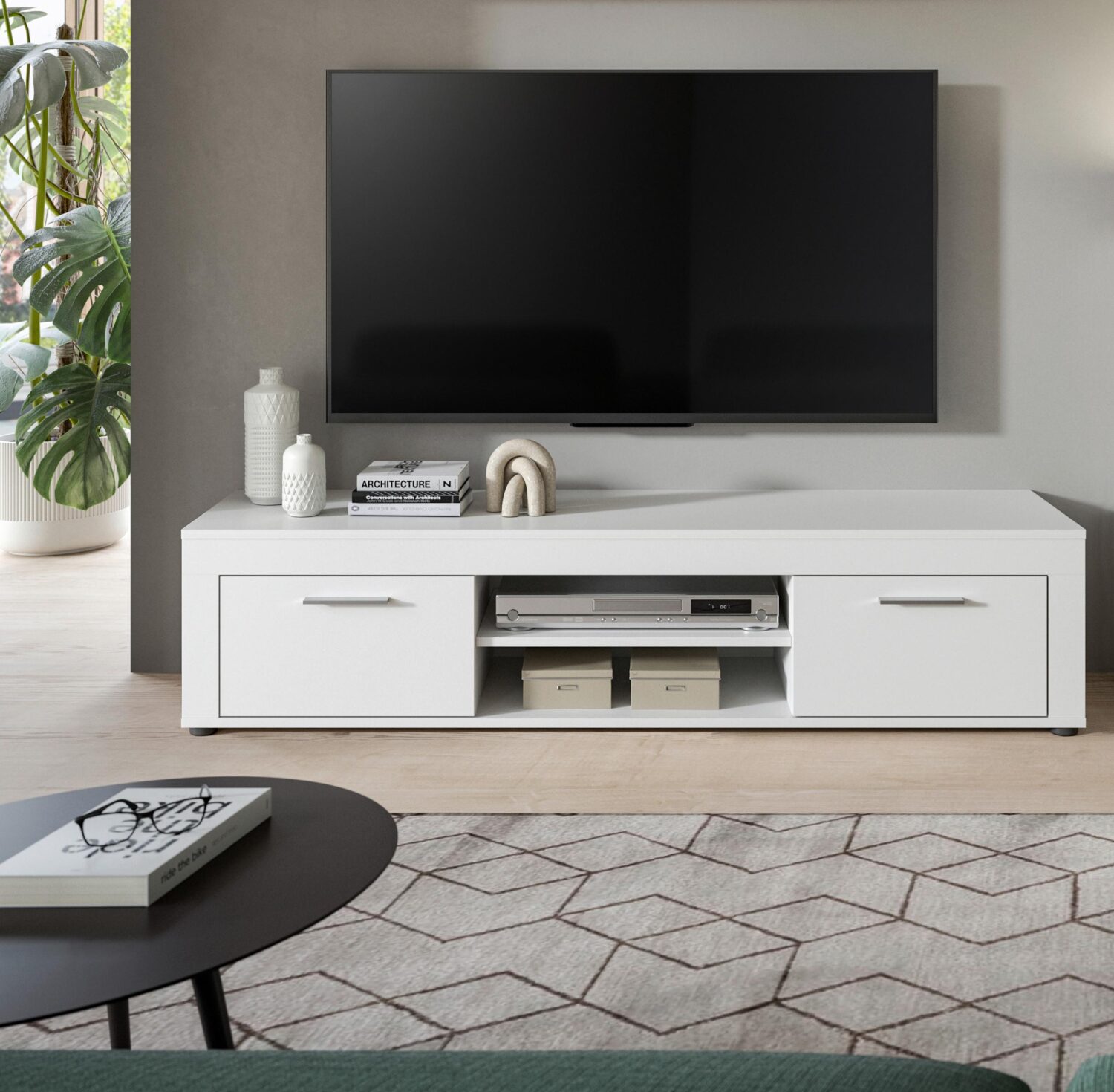 Lowboard Jam ca. 160x37x40 cm Weiß Kunststoff MID.YOU Möbel > TV-Möbel Weiß