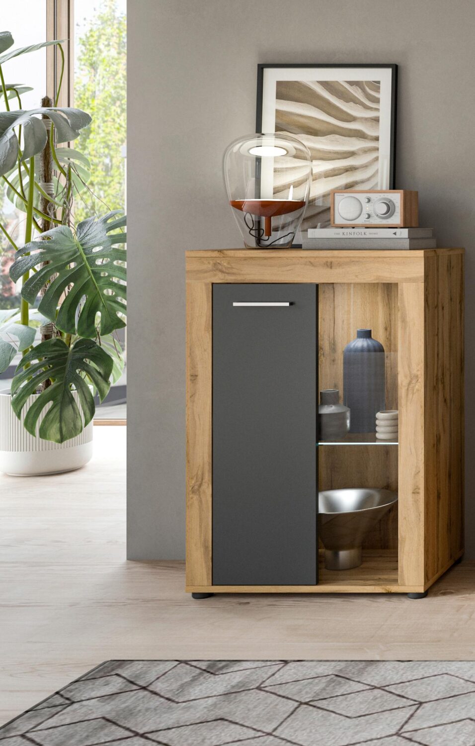 Vitrine Jam Anthr/Grau ca. 86x60x35 cm Kunststoff MID.YOU Möbel > Schränke > Vitrinen Anthrazit