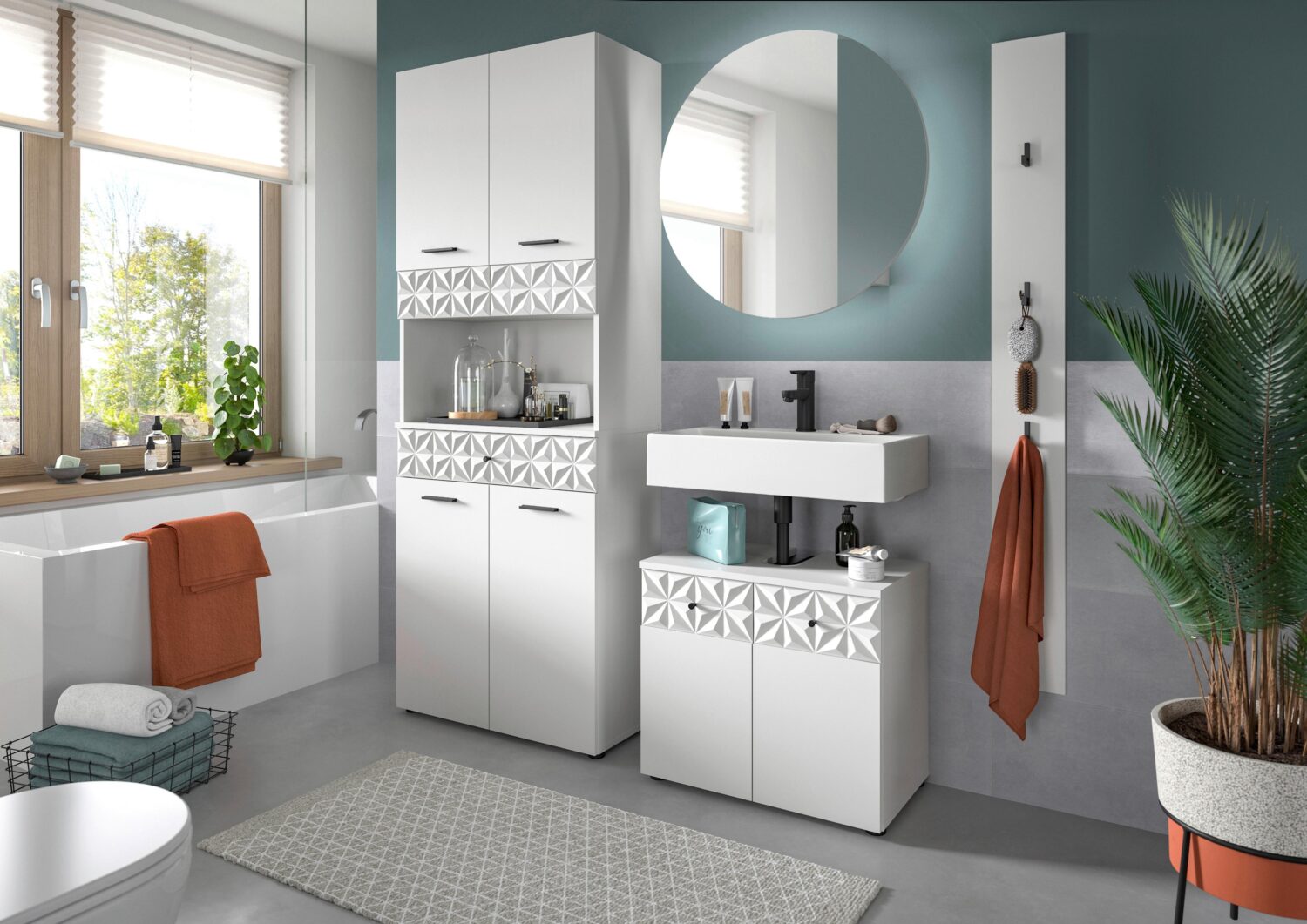 Waschbeckenunterschrank Prisma ca. 60x54x37 cm Weiß Holzwerkstoff MID.YOU Möbel > Schränke > Badezimmerschränke > Waschbeckenunterschränke Weiß