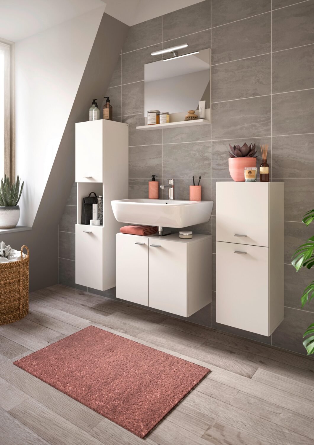 Midischrank Boston ca. 30x125x29 cm Weiß Kunststoff MID.YOU Möbel > Schränke Weiß