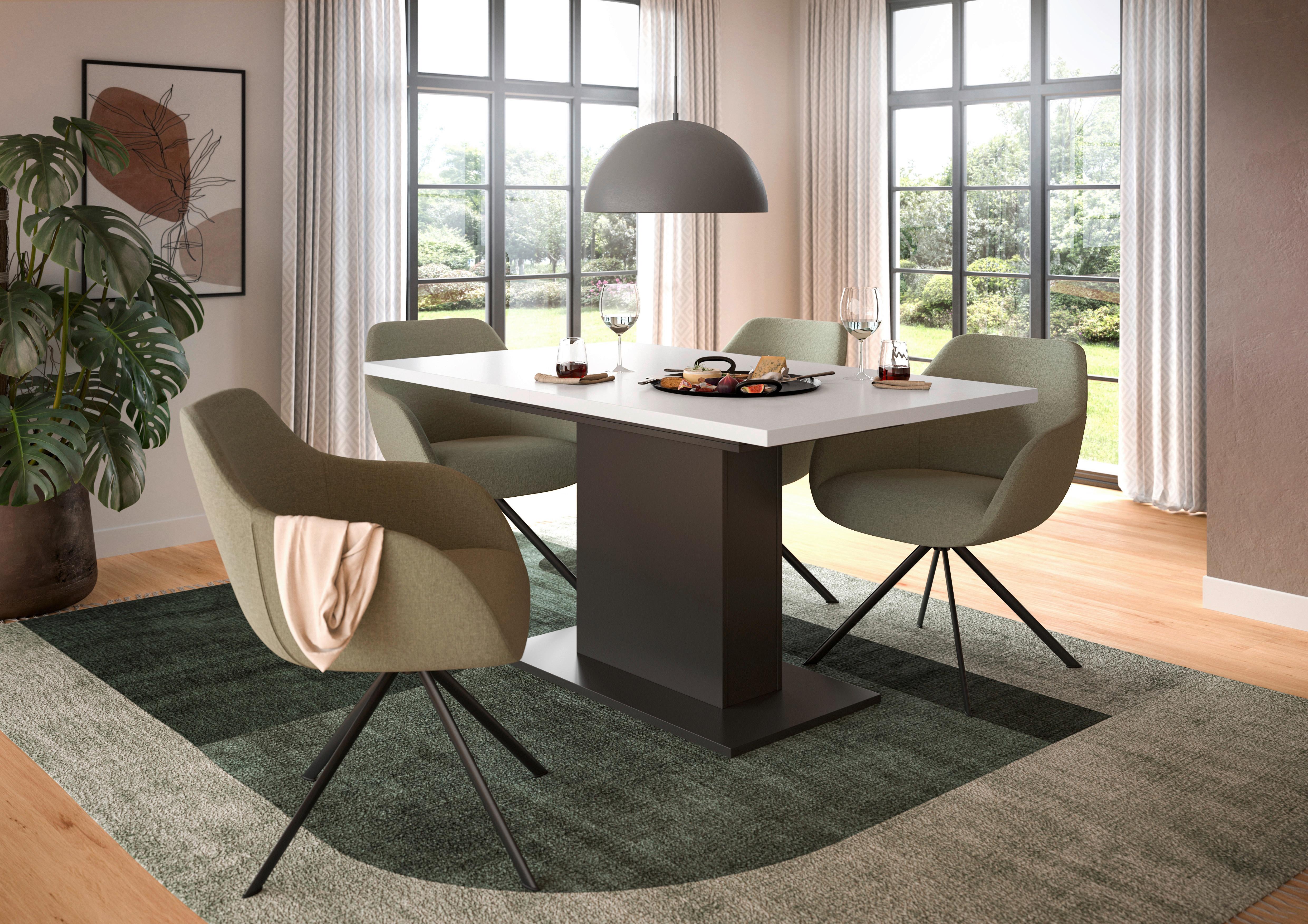 Ausziehtisch Marlon Weiß/Grau ca. 150-190x90x76 cm Holzwerkstoff MID.YOU Möbel > Tische > Esstische Weiß