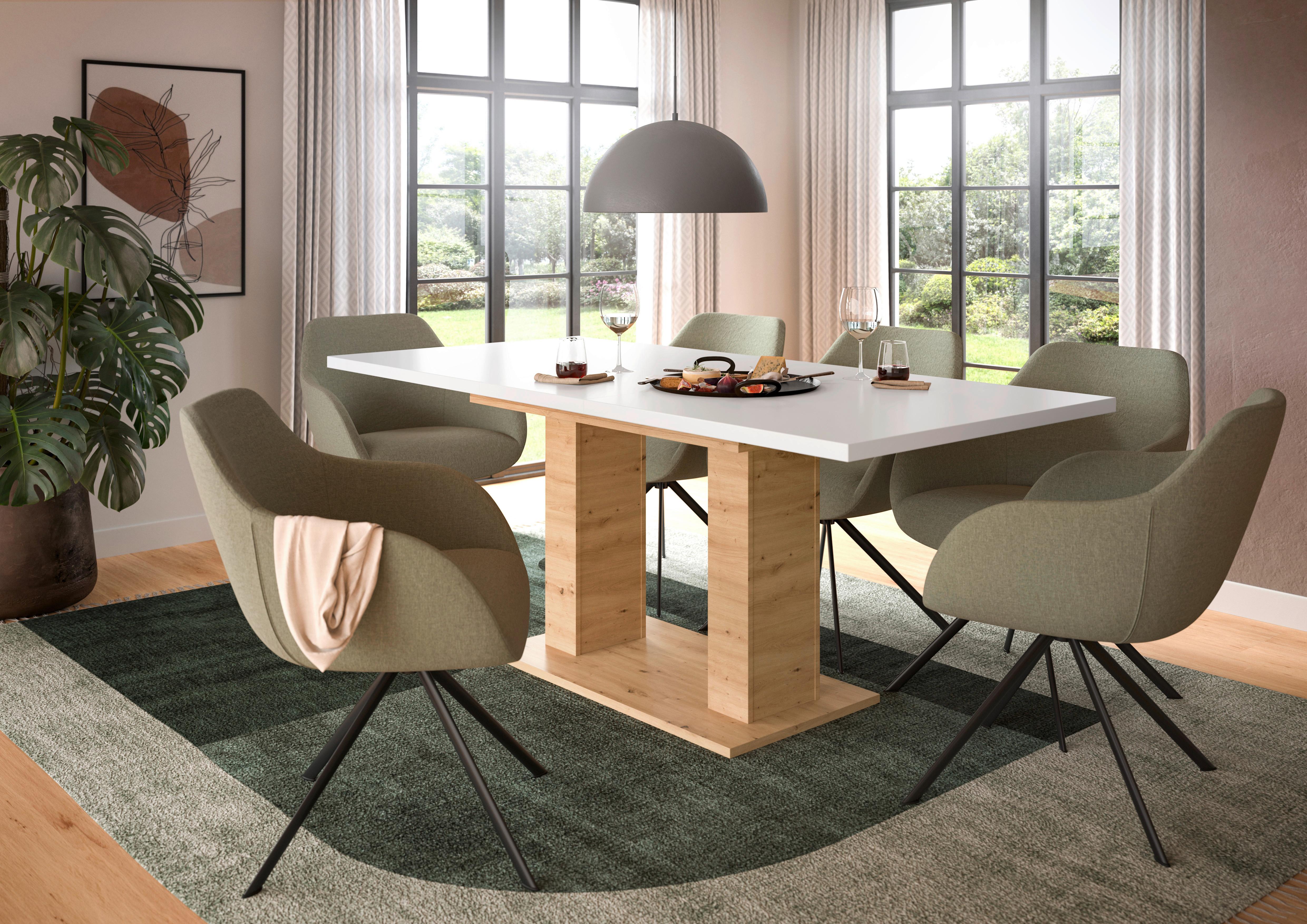 Ausziehtisch Marlon ca. 150x190 cm Eiche/Weiß Holzwerkstoff MID.YOU Möbel > Tische > Esstische Weiß